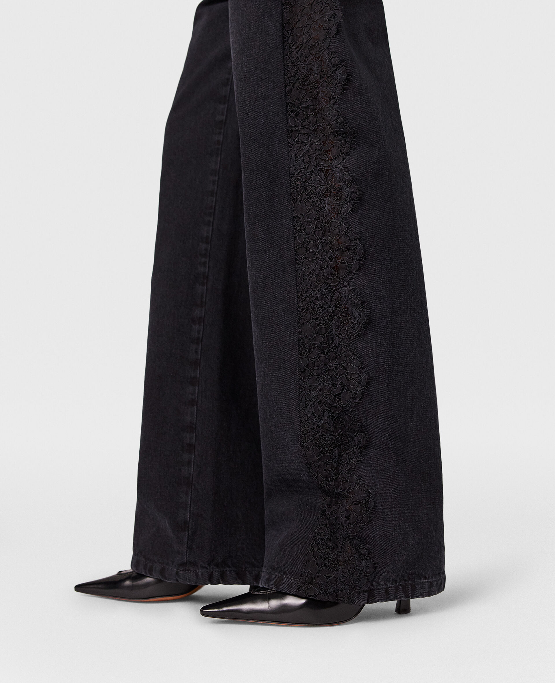 Jean droit a taille haute et dentelle-Noir-large image number 2