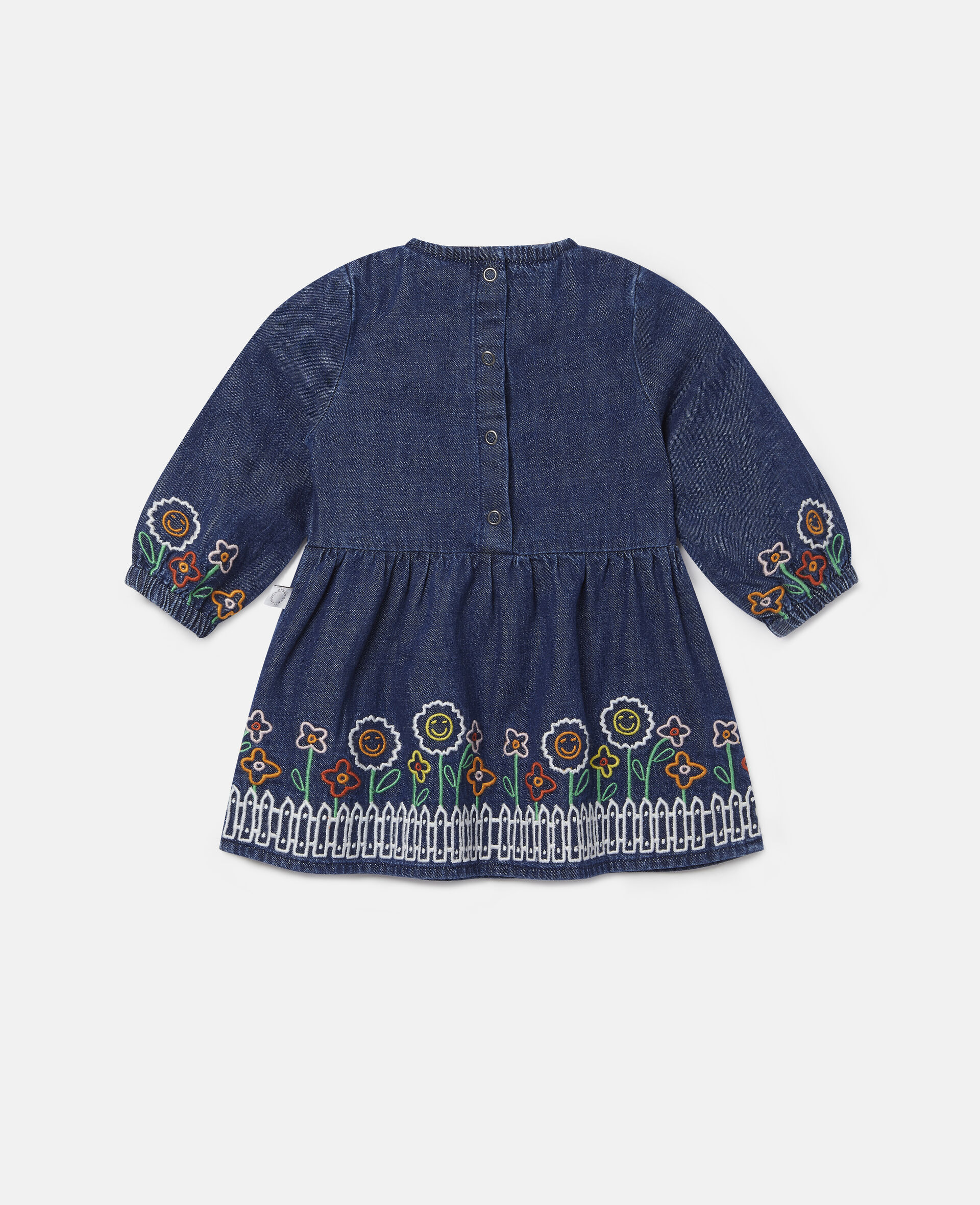 Embroidered Garden Denim Dress-Blue-large image number 3