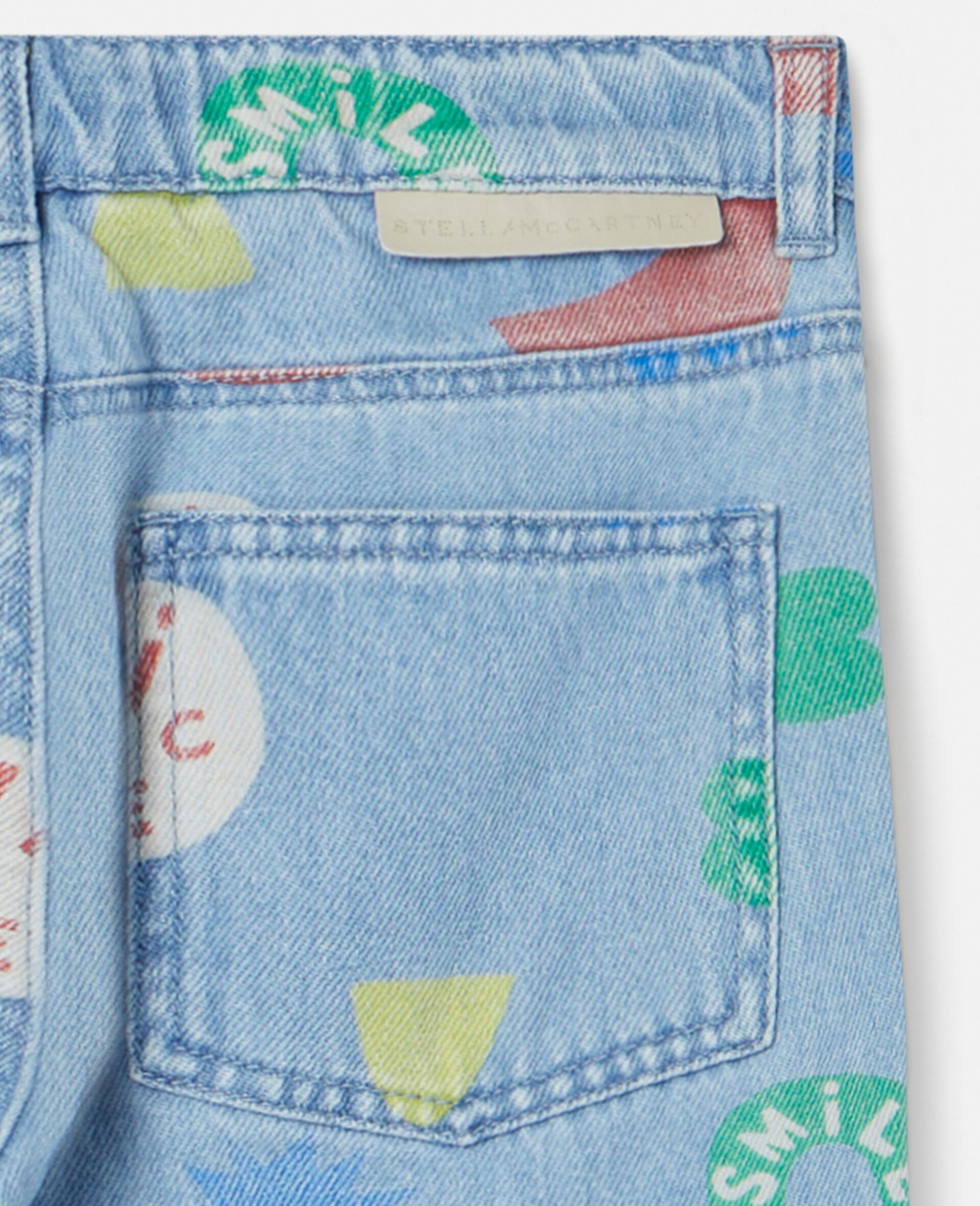 Shape Print Denim Trousers-Blue-large image number 3