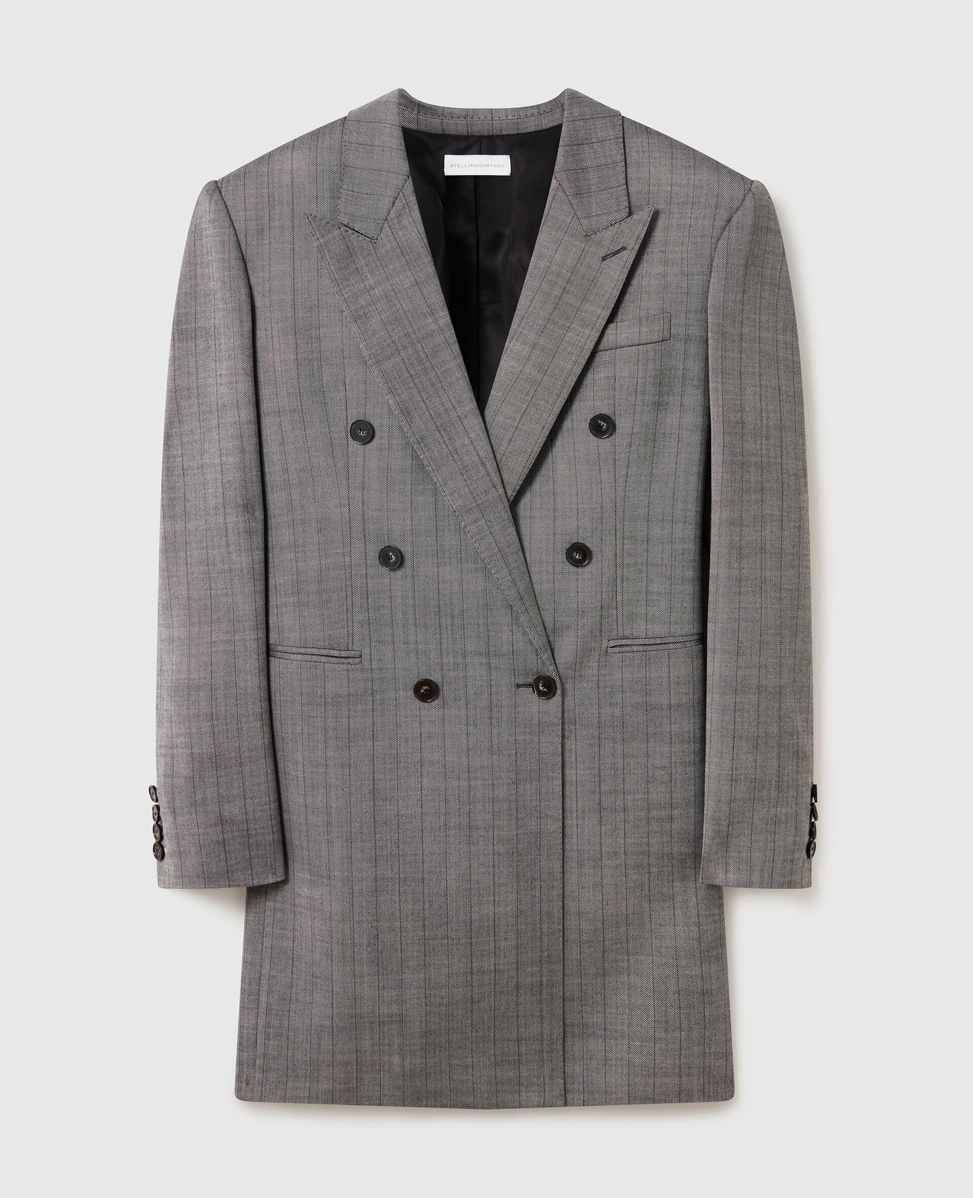 Double-Breasted Pinstripe Blazer Mini Dress-Grey-large image number 0