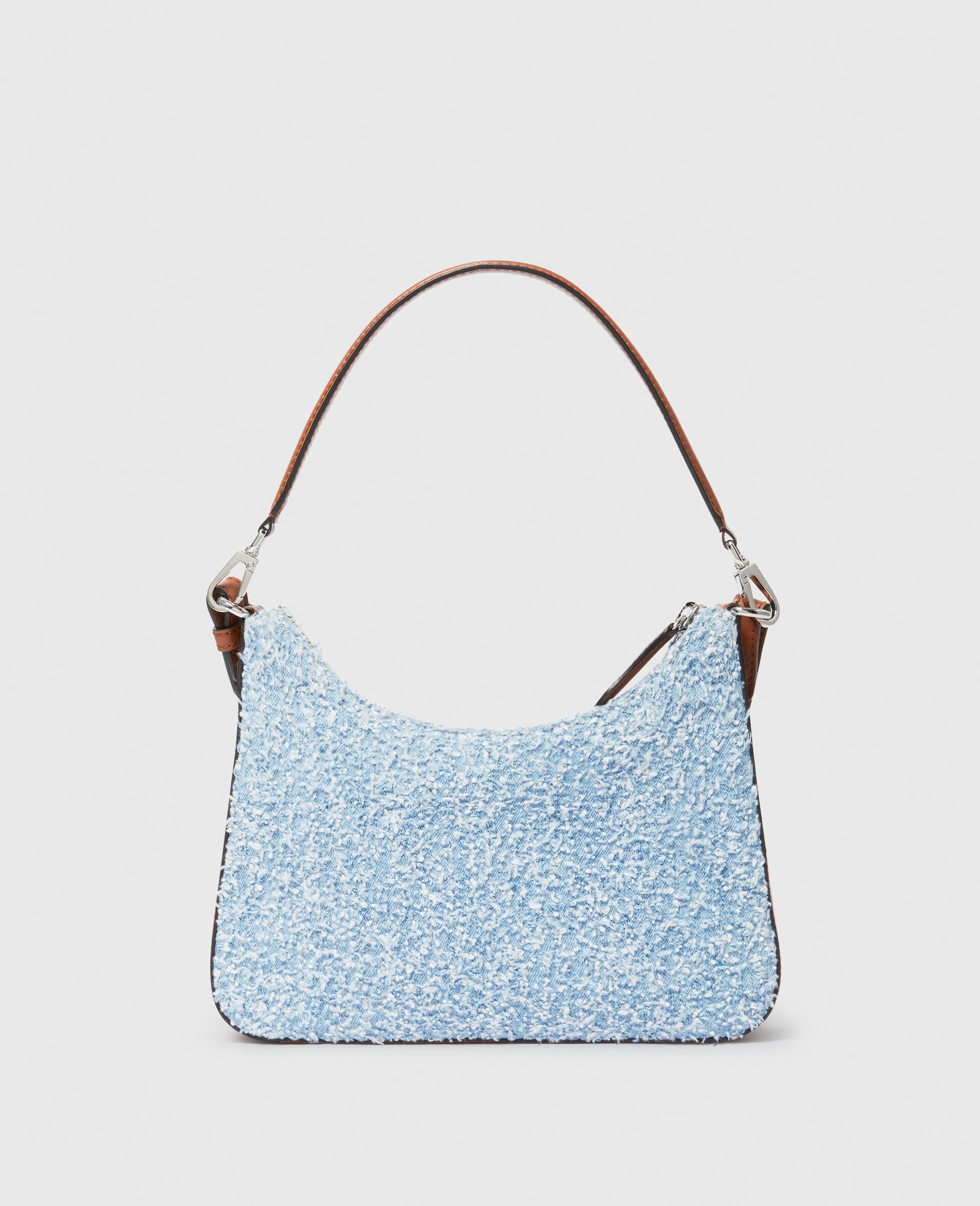 Logo Denim Bouclé Crossbody Shoulder Bag-Blue-large image number 3