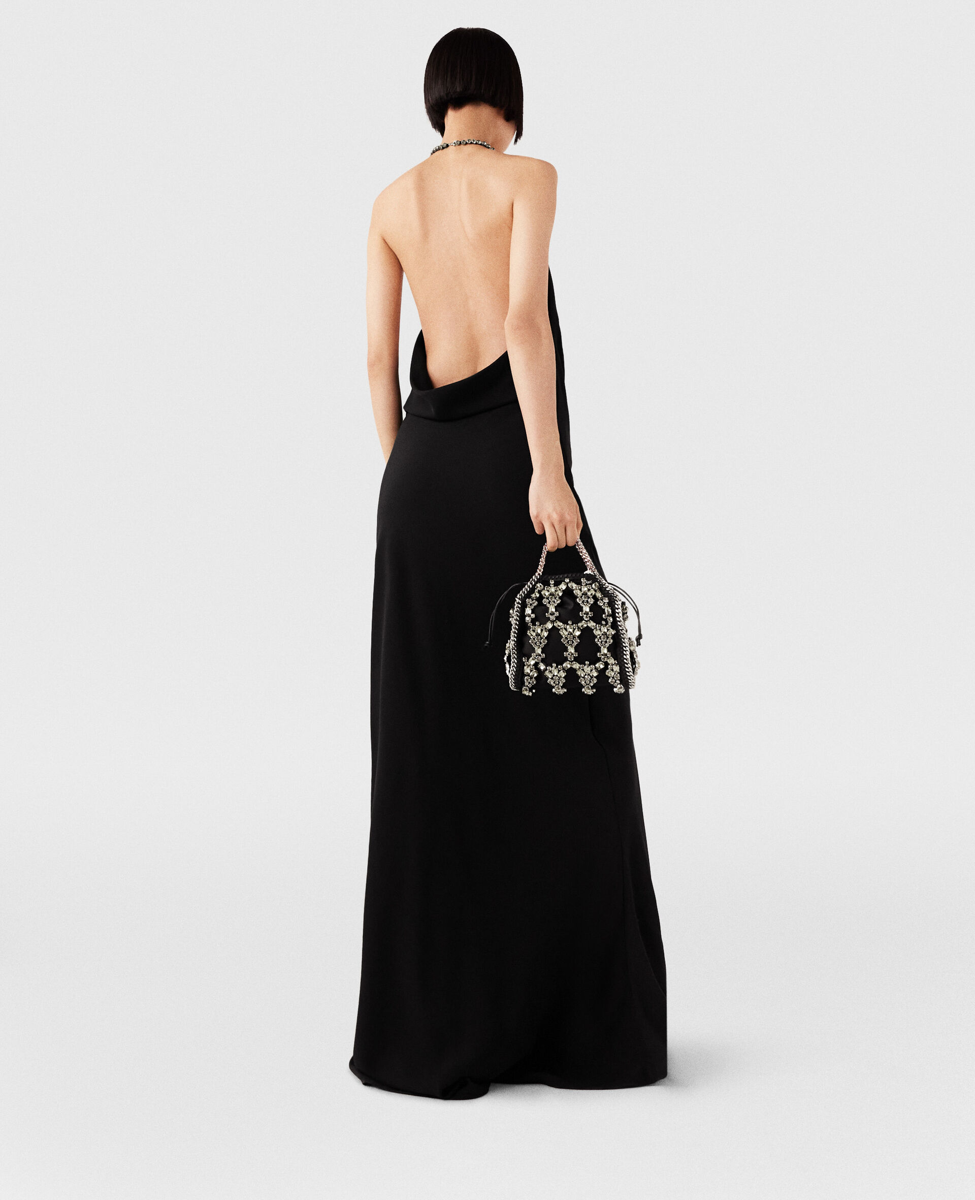 Plunge Crystal Halterneck Maxi Dress-Black-large image number 4