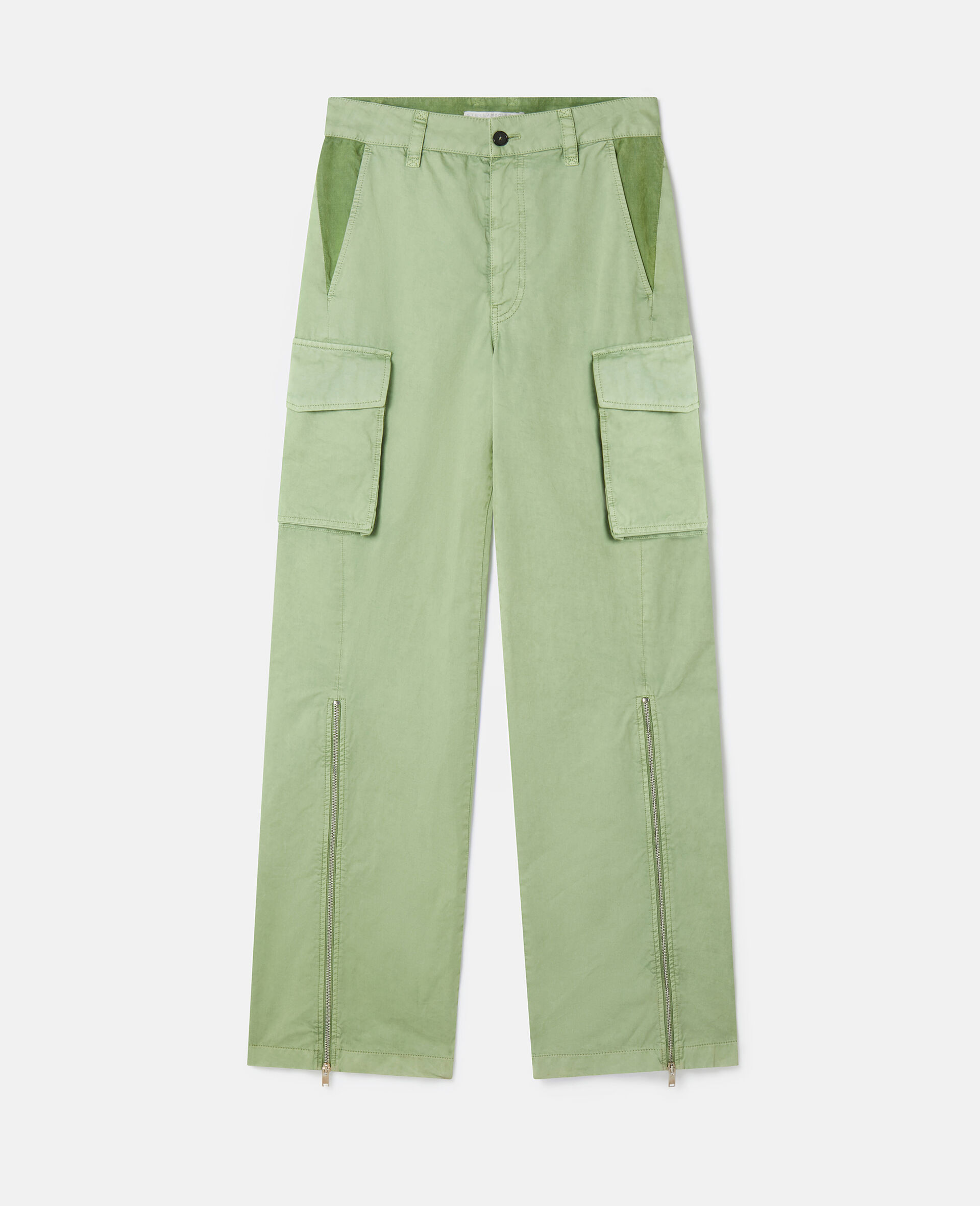 Organic Cotton Cargo Trousers-Green-medium