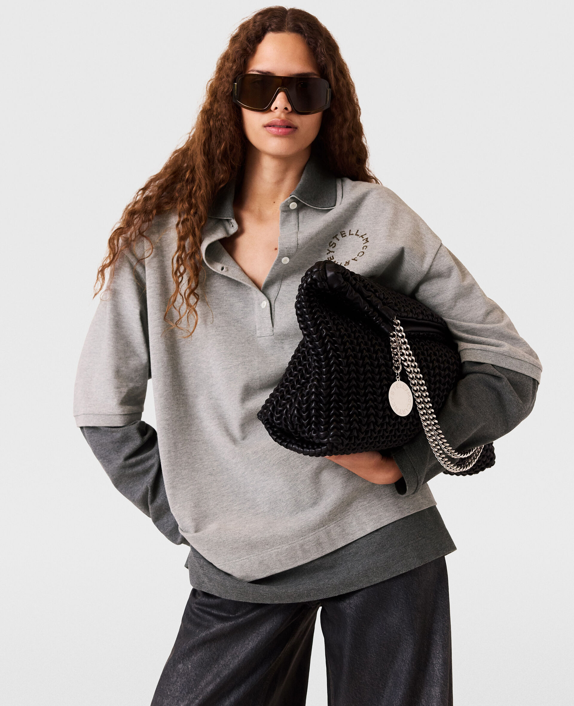 Logo Paneled Rugby Shirt-Grey-large image number 4