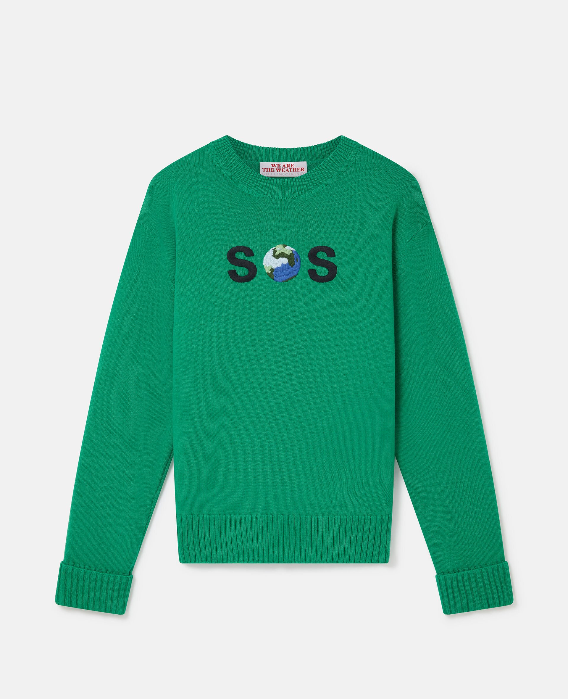 SOS Embroidered Knit Jumper-Green-large image number 0