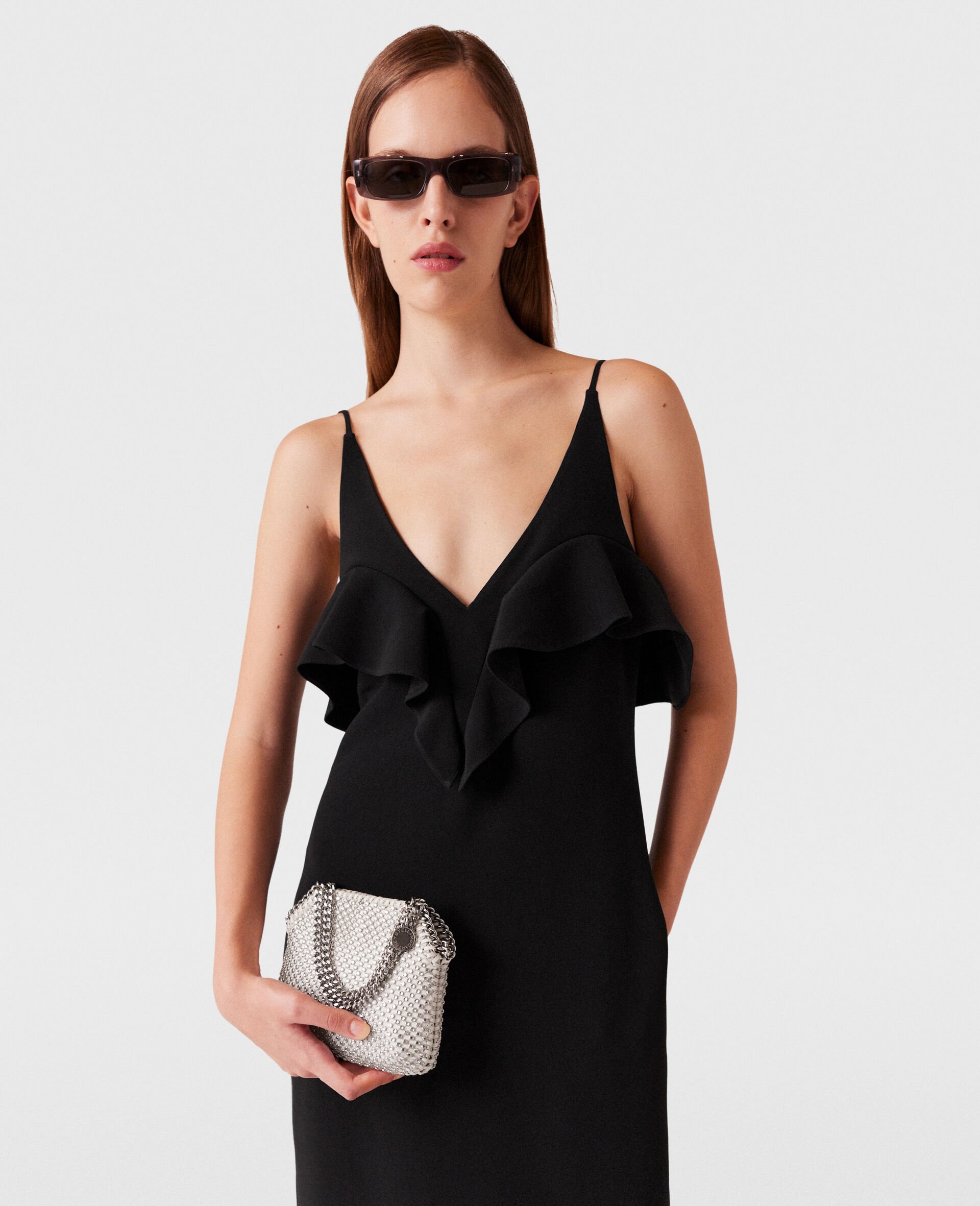 Ruffle Tier V-Neck Dress-Black-large Ruffle Tier V-Neck Dress-Black-large image number 5