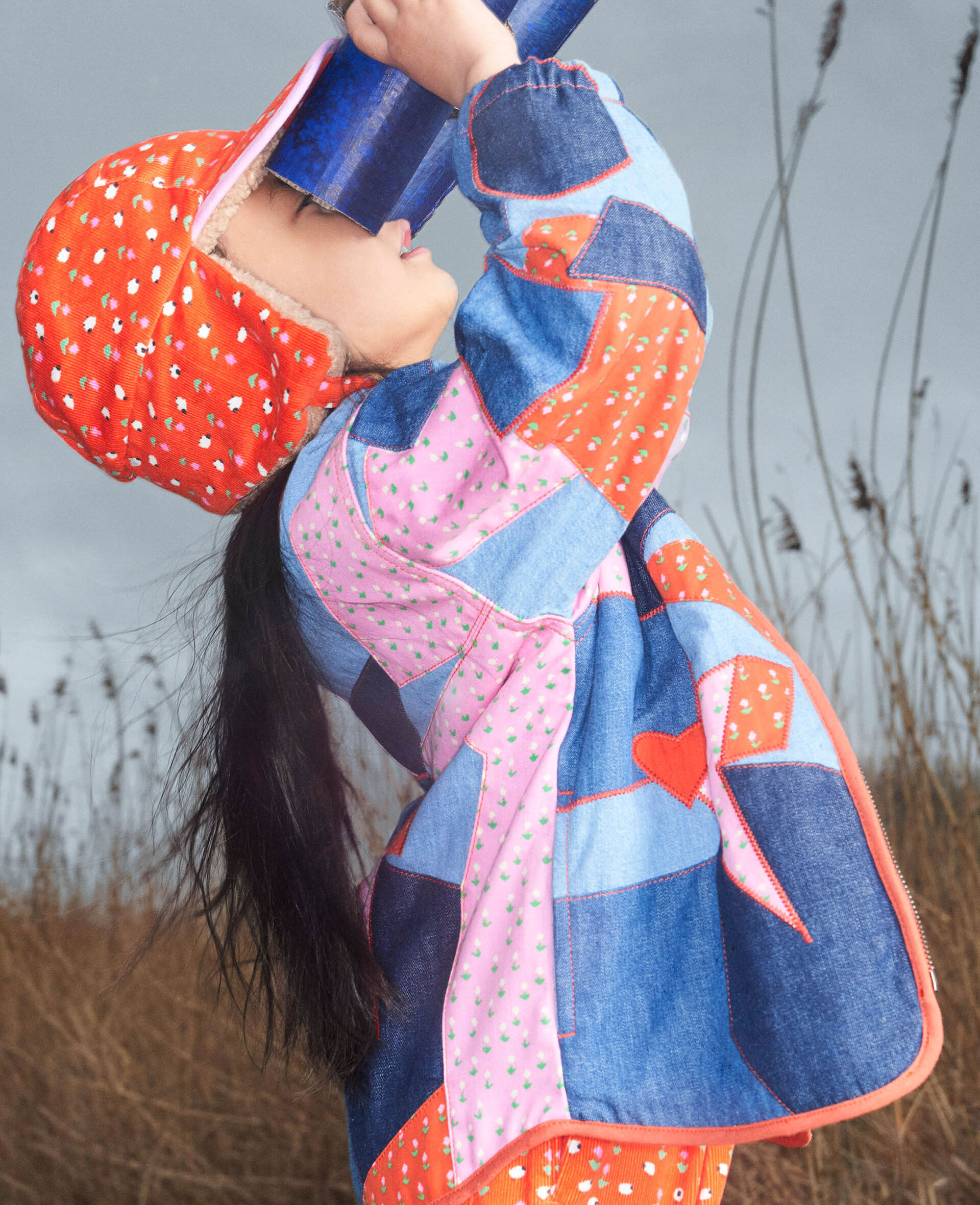 Patchwork Denim Jacket -Multicolour-model