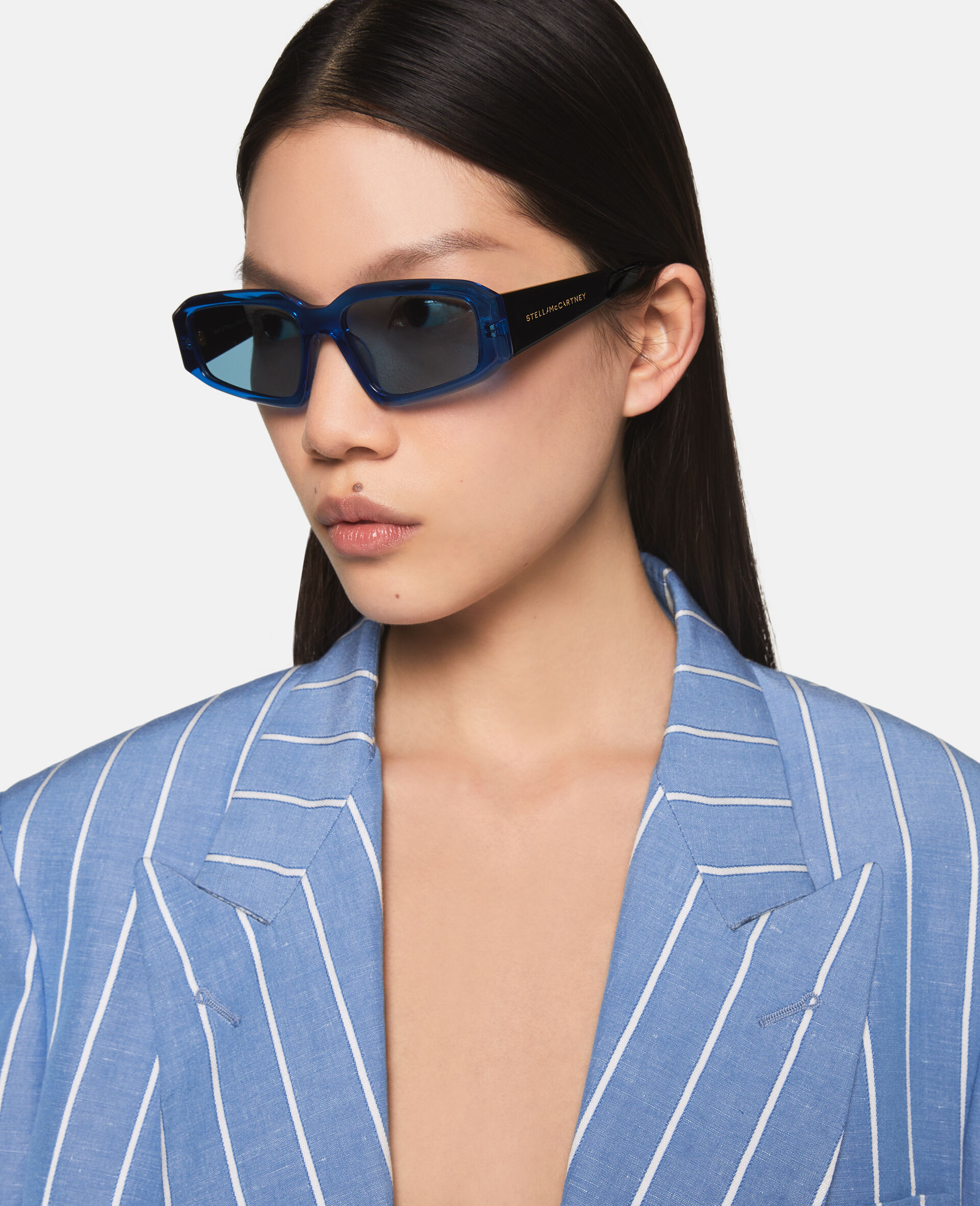 Abstract Rectangle Sunglasses-Blue-medium