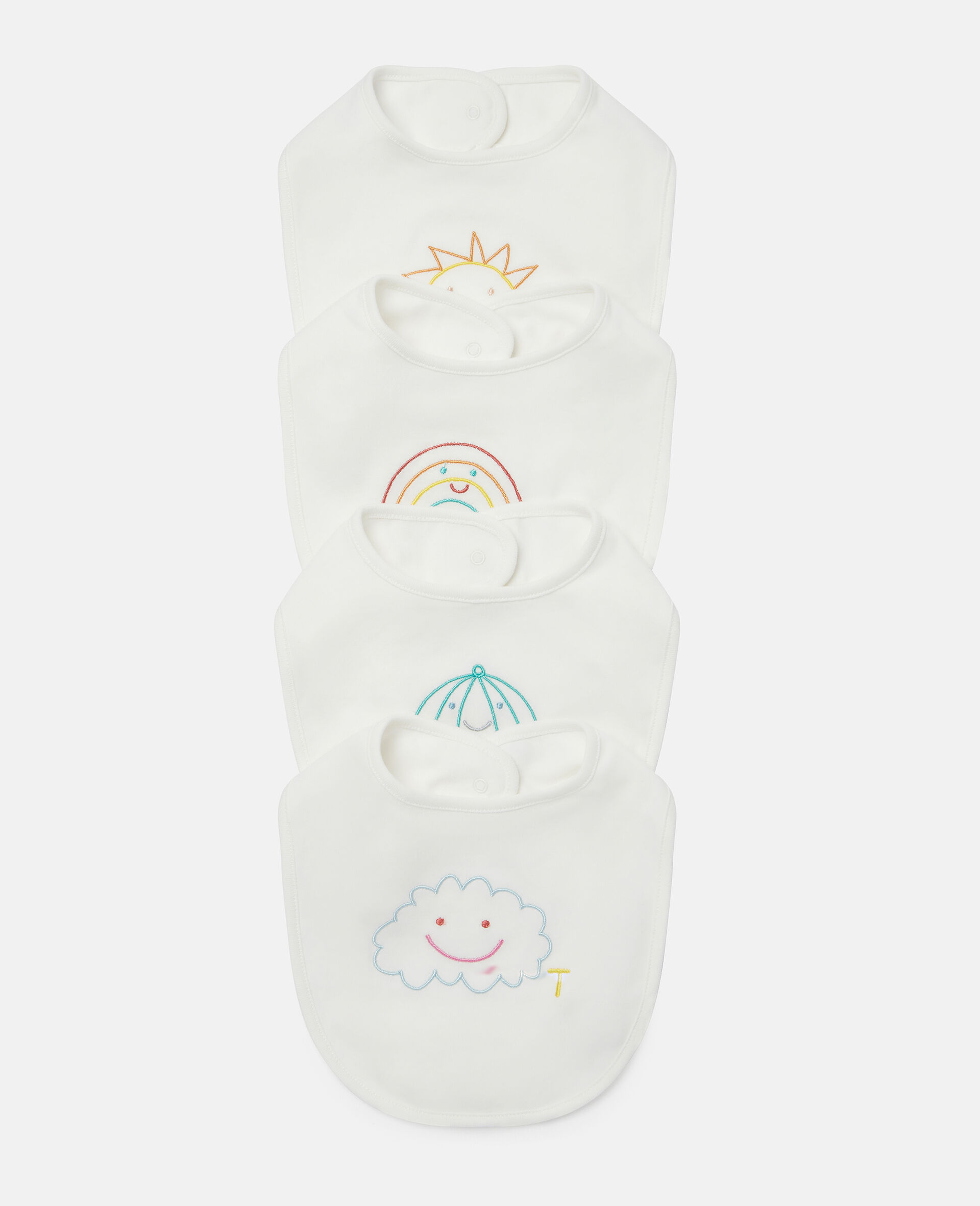 Weather Embroidered Cotton Jersey Bib Set-White-large image number 0