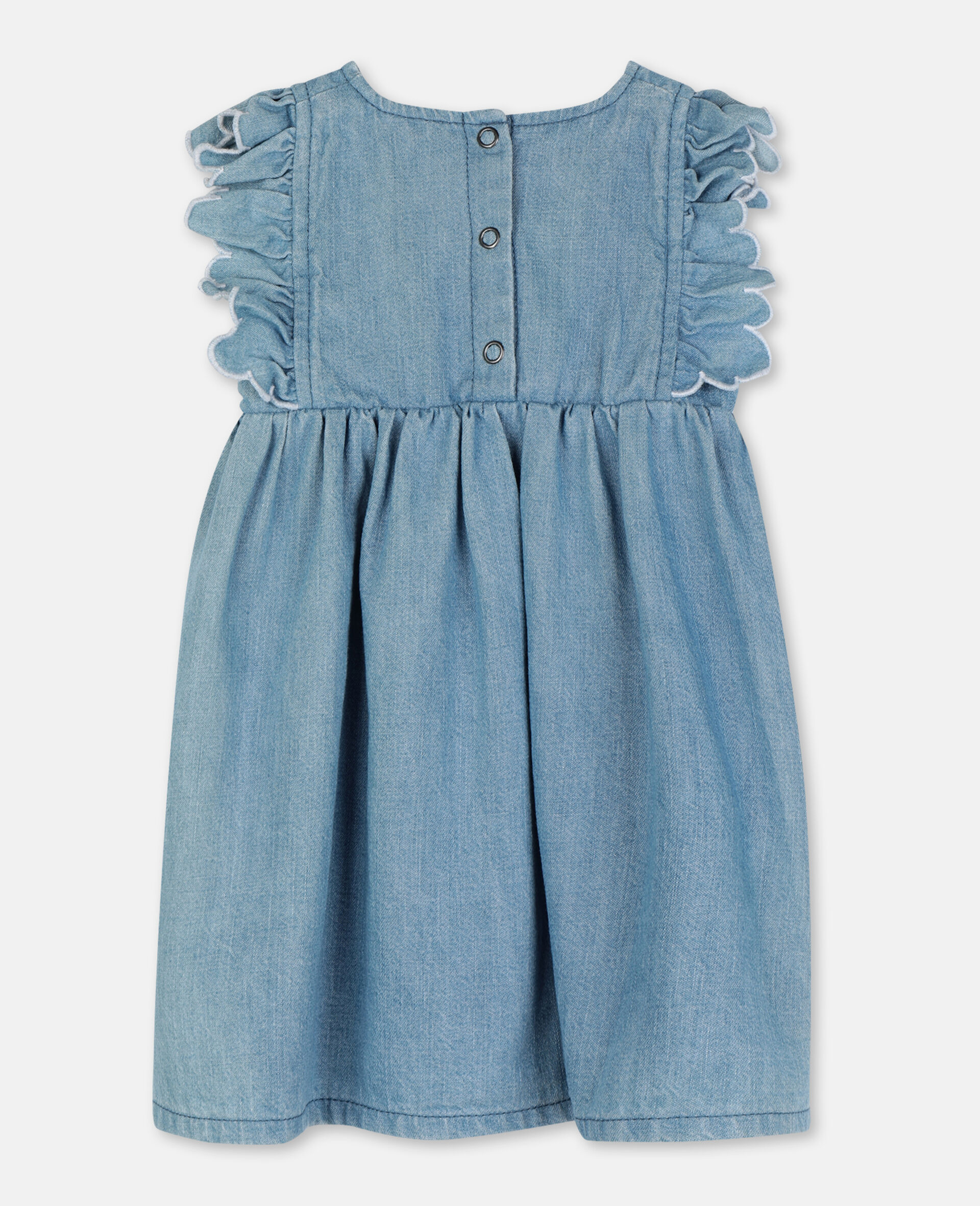 Butterfly Patch Denim Dress-Blue-large image number 3