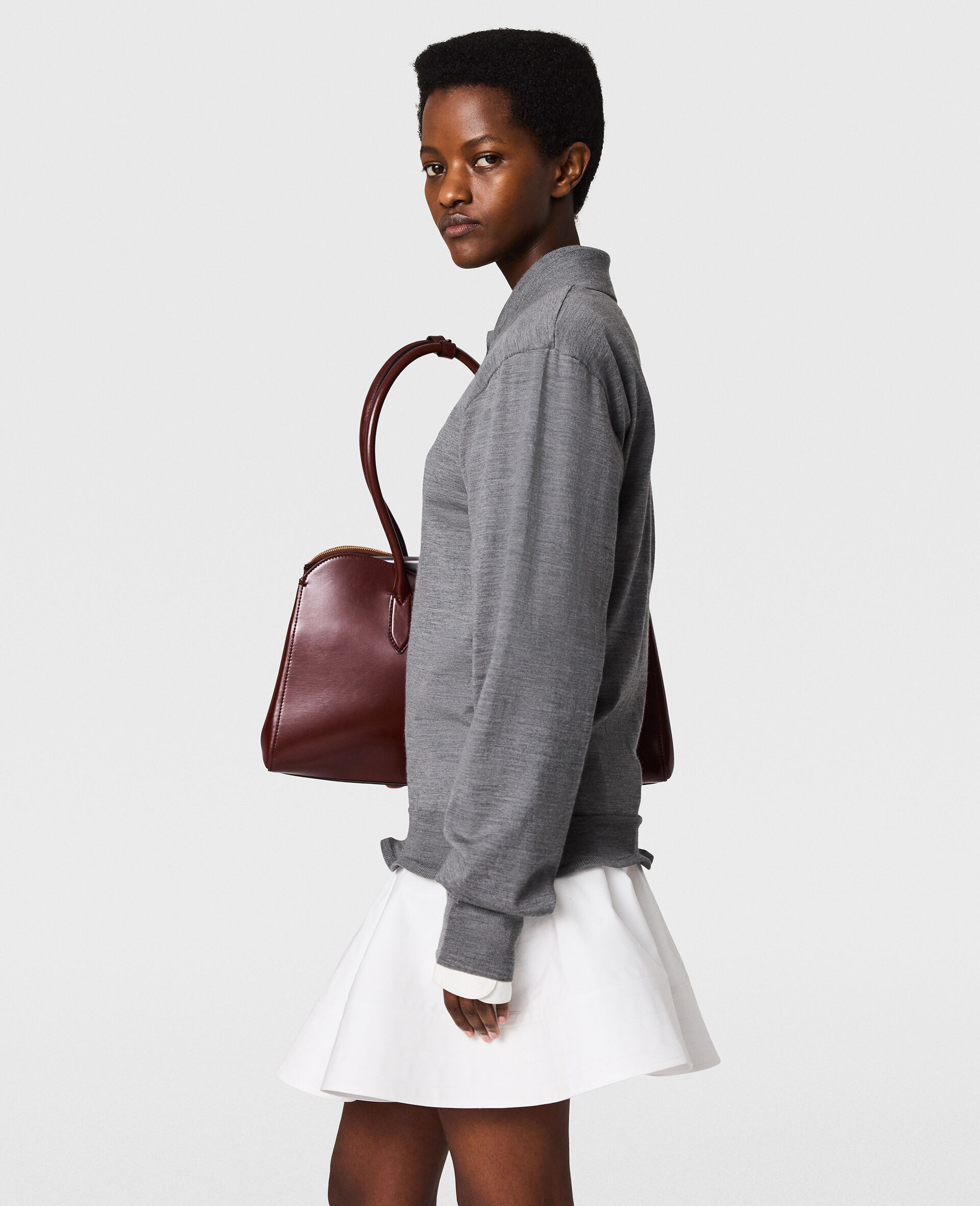 Lightweight Wool Frill Polo-Grey-large image number 2