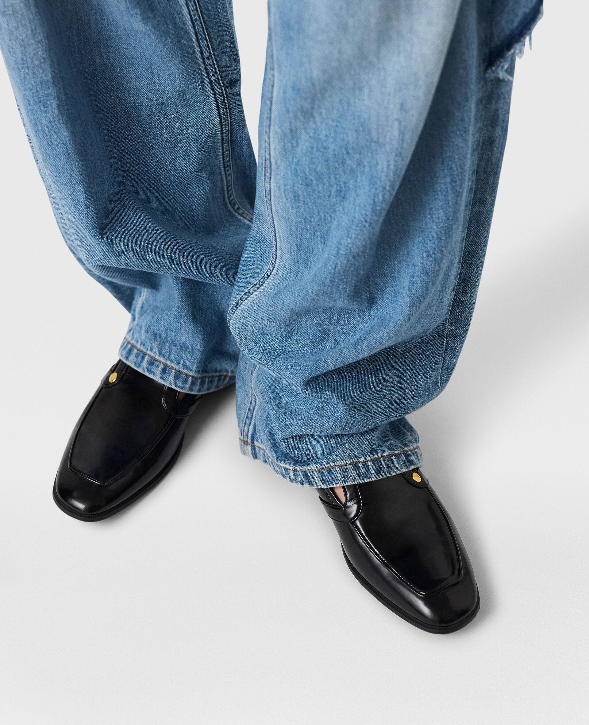 Brushed Bicolor Loafers-Black-large image number 5