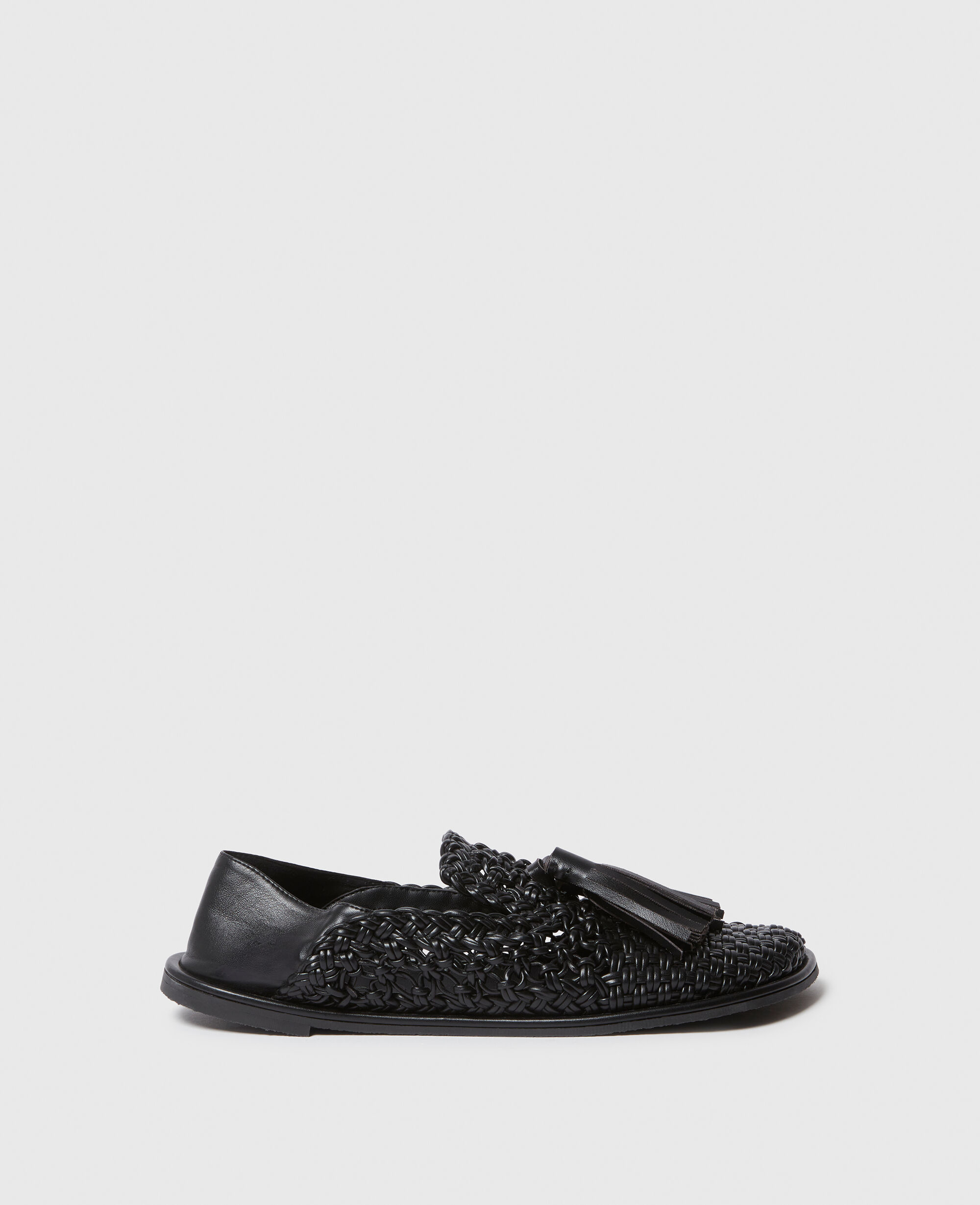 Women Black Ryder Woven Tassel Loafers | Stella McCartney US