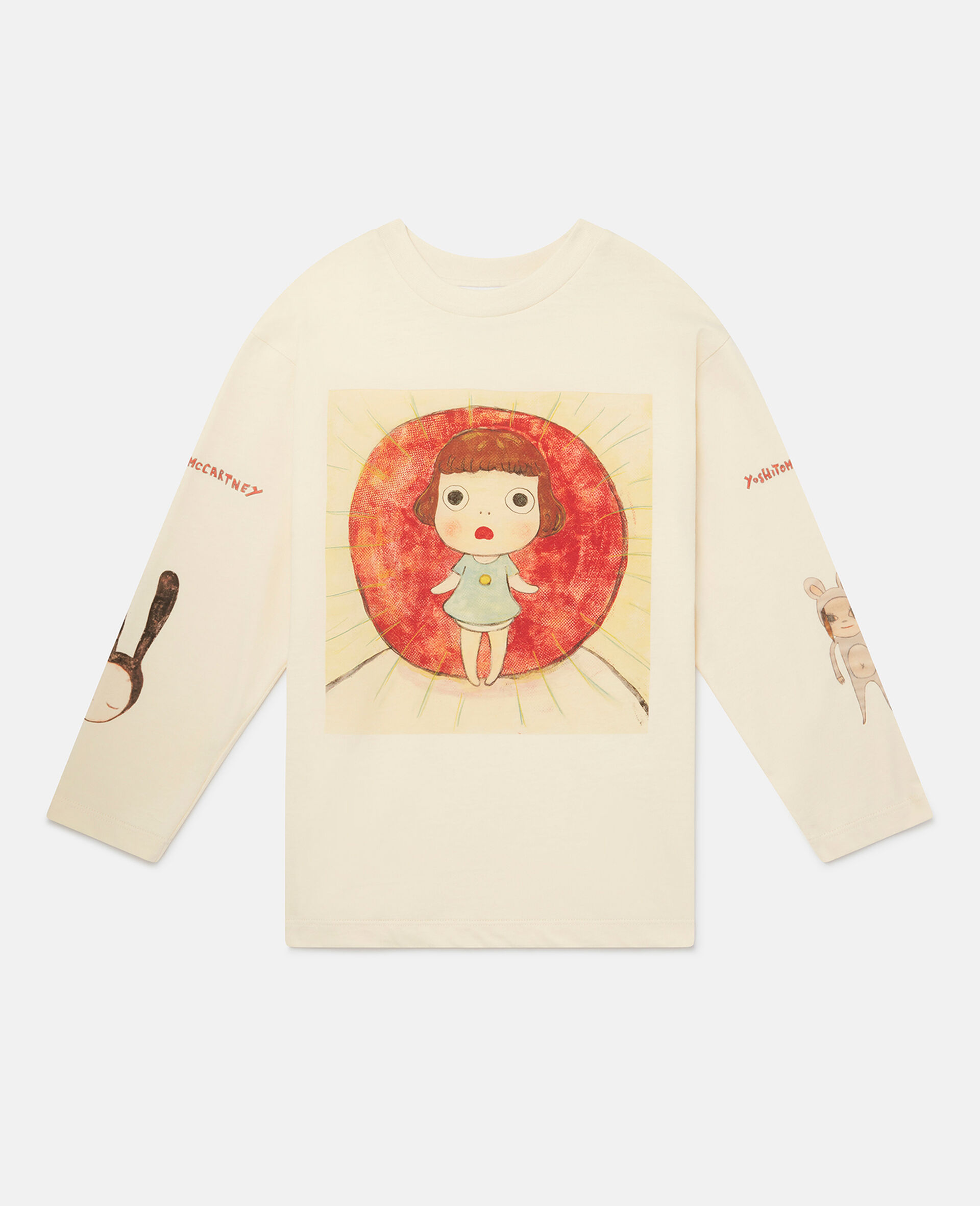 Flower Girl Motif Sweatshirt-White-large image number 0