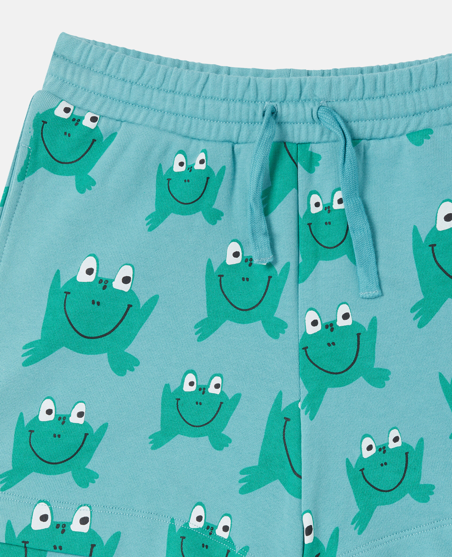 Pantaloncini con coulisse stampa rana -Blu-large image number 1