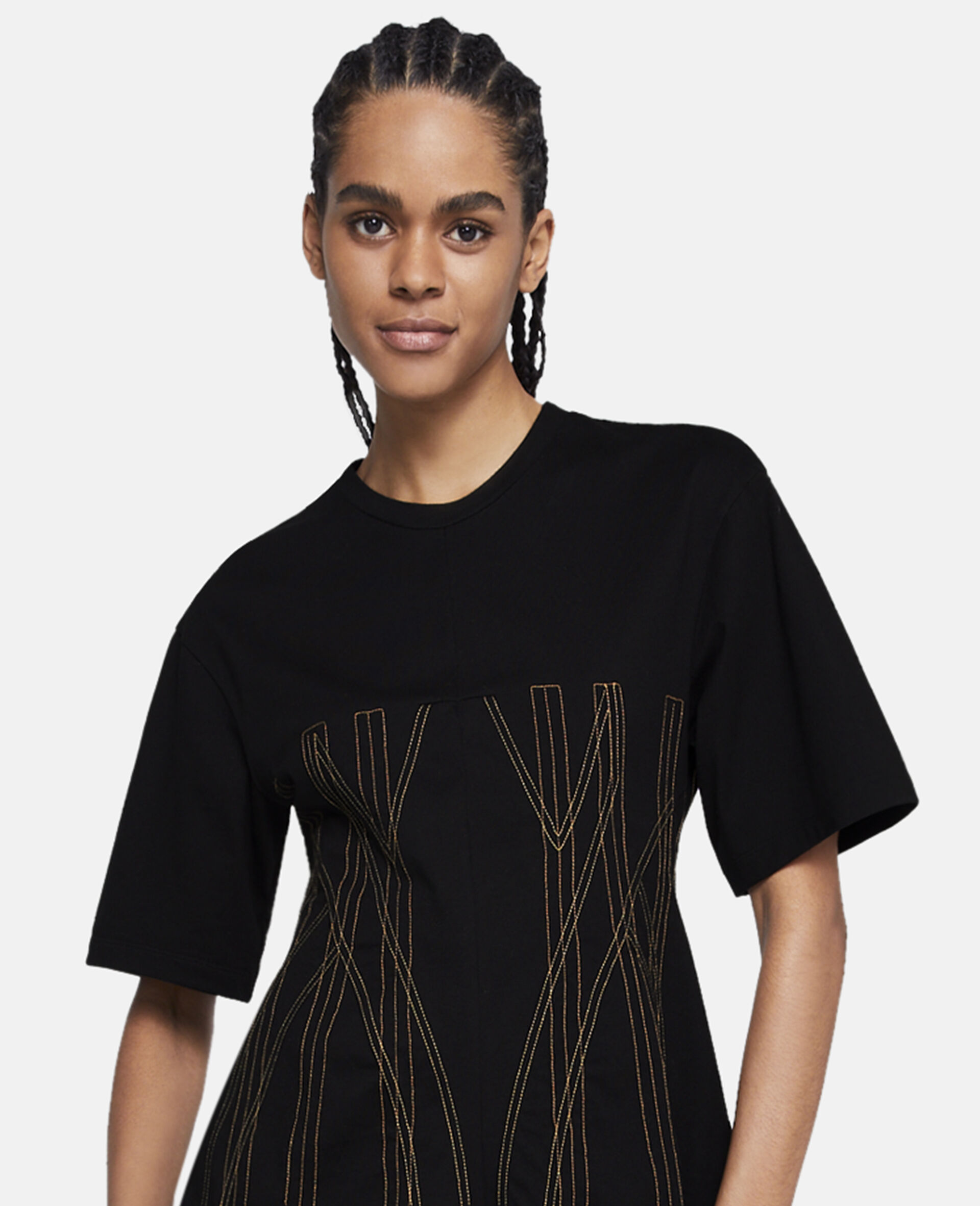 Corset Embroidery Top-Black-large image number 2