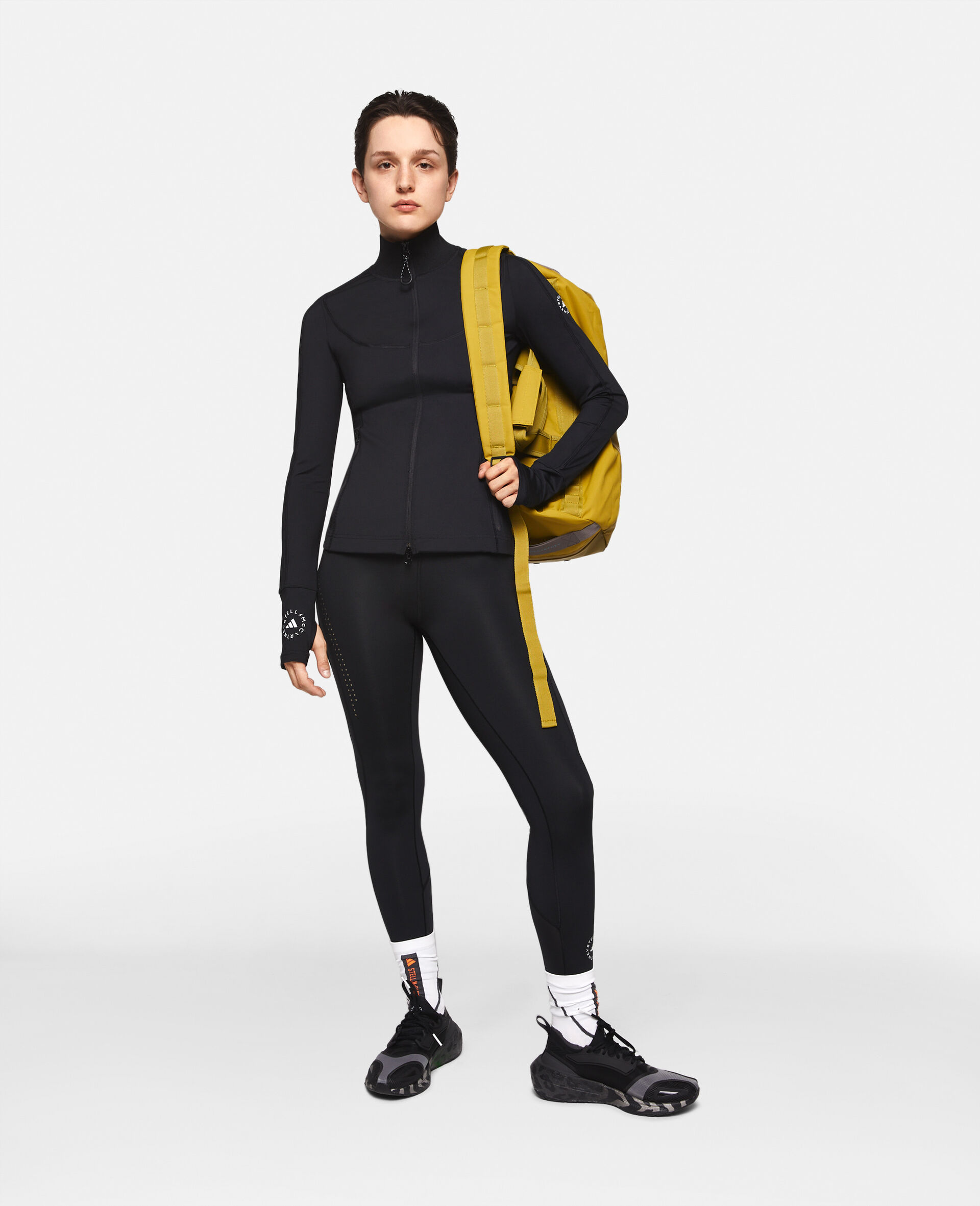 TrueCasuals Sportswear Rib Long Sleeve Top-Black-model