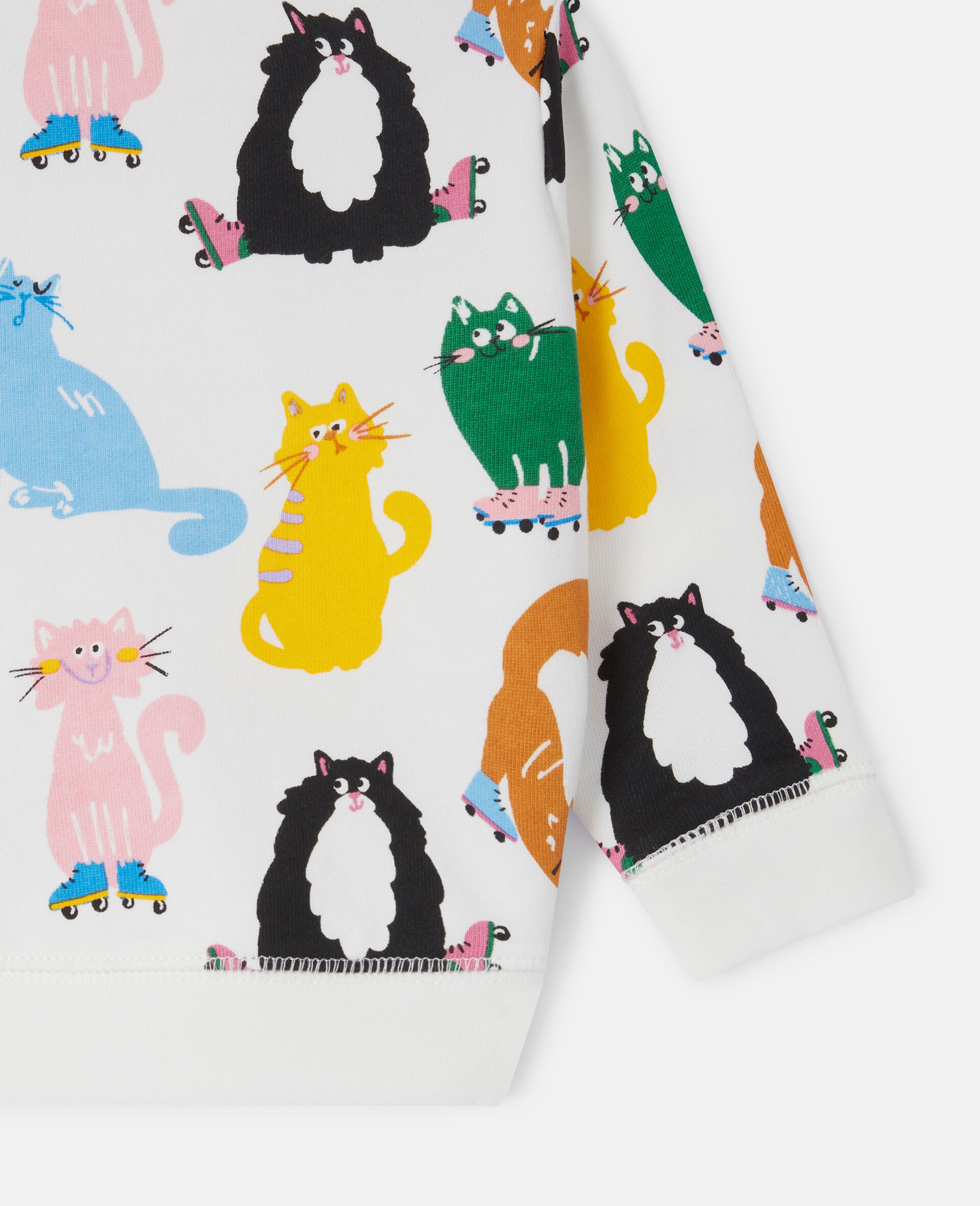 Cats Print Sweatshirt-Cream-large image number 3