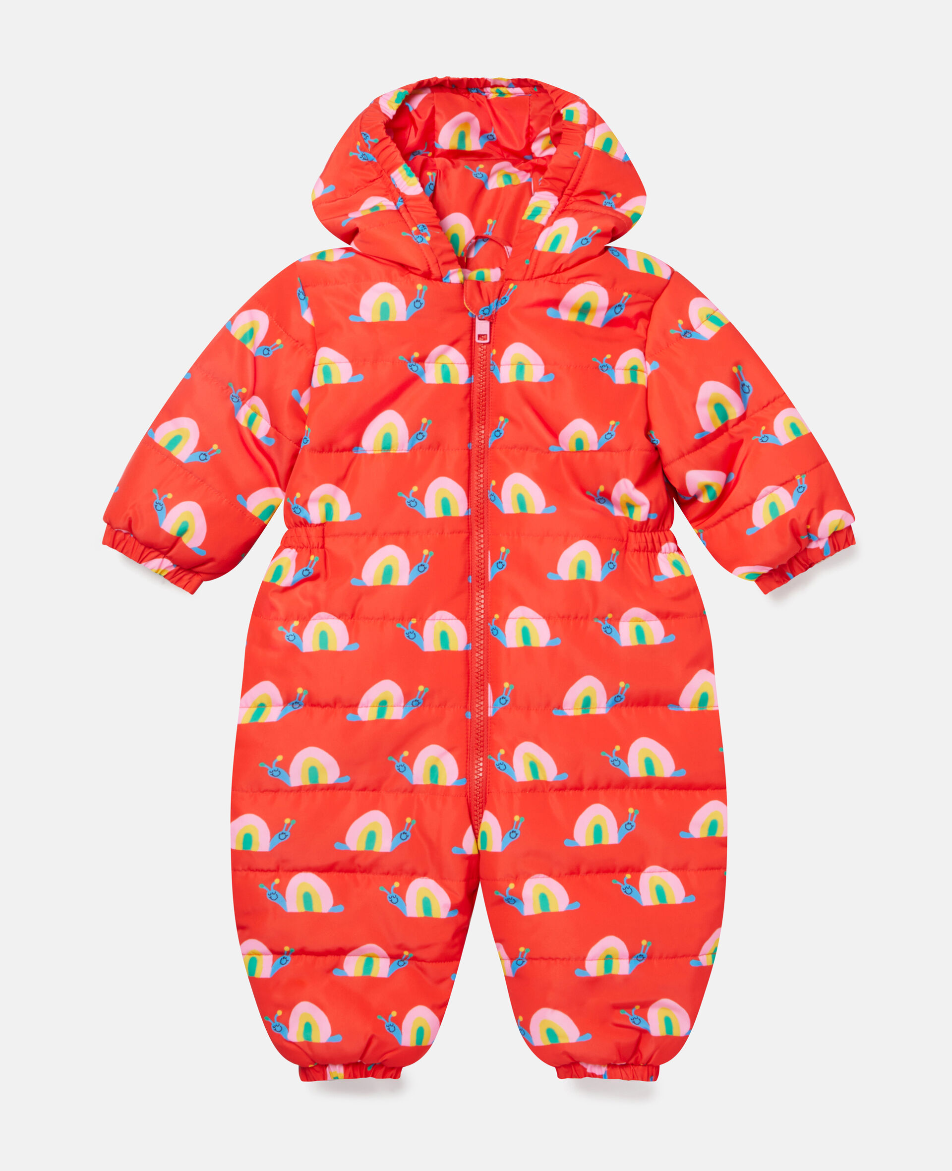 All In One Snail Print Puffer Suit-Red-large