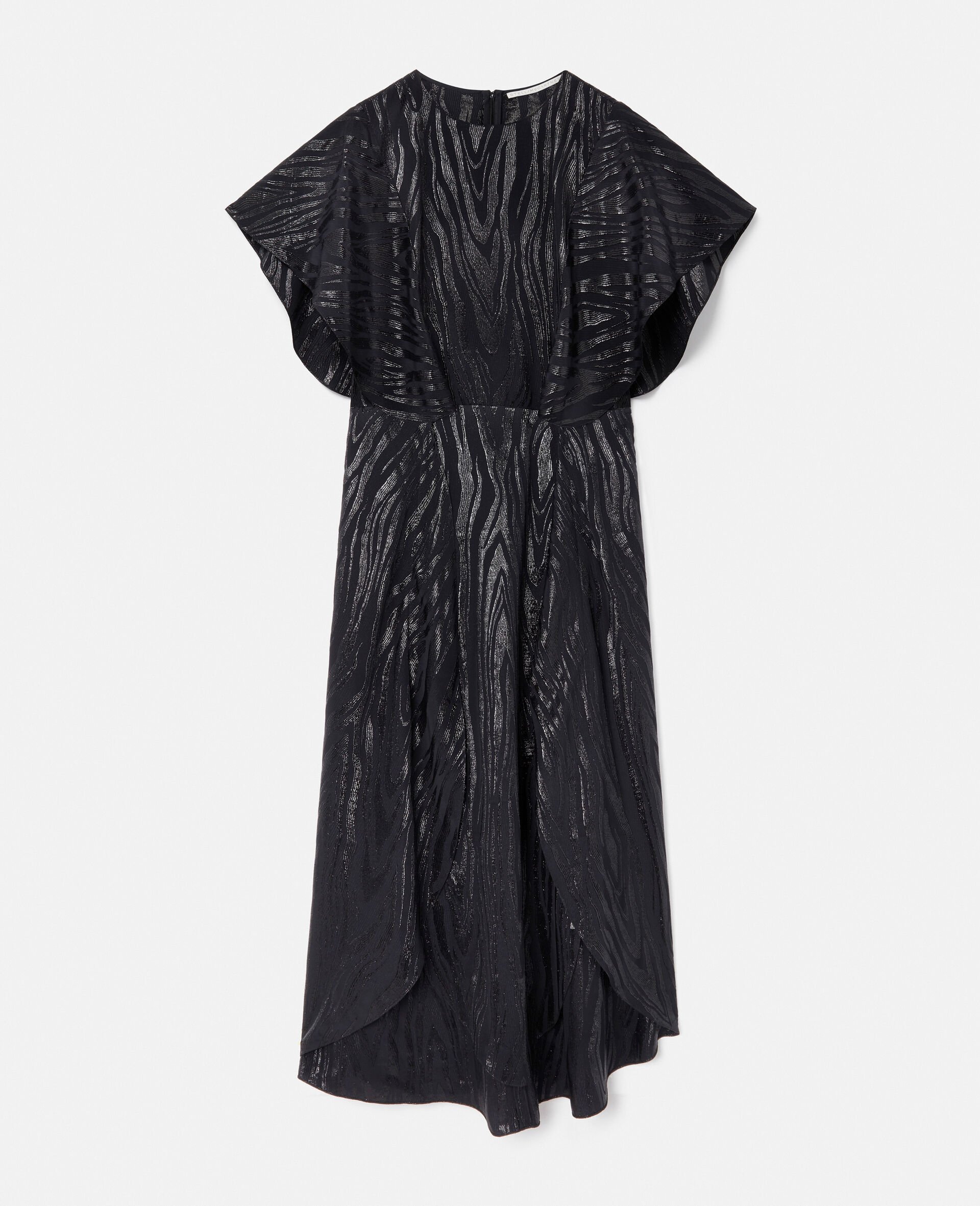 Robe midi en lurex imprime grain de bois-Noir-large image number 0