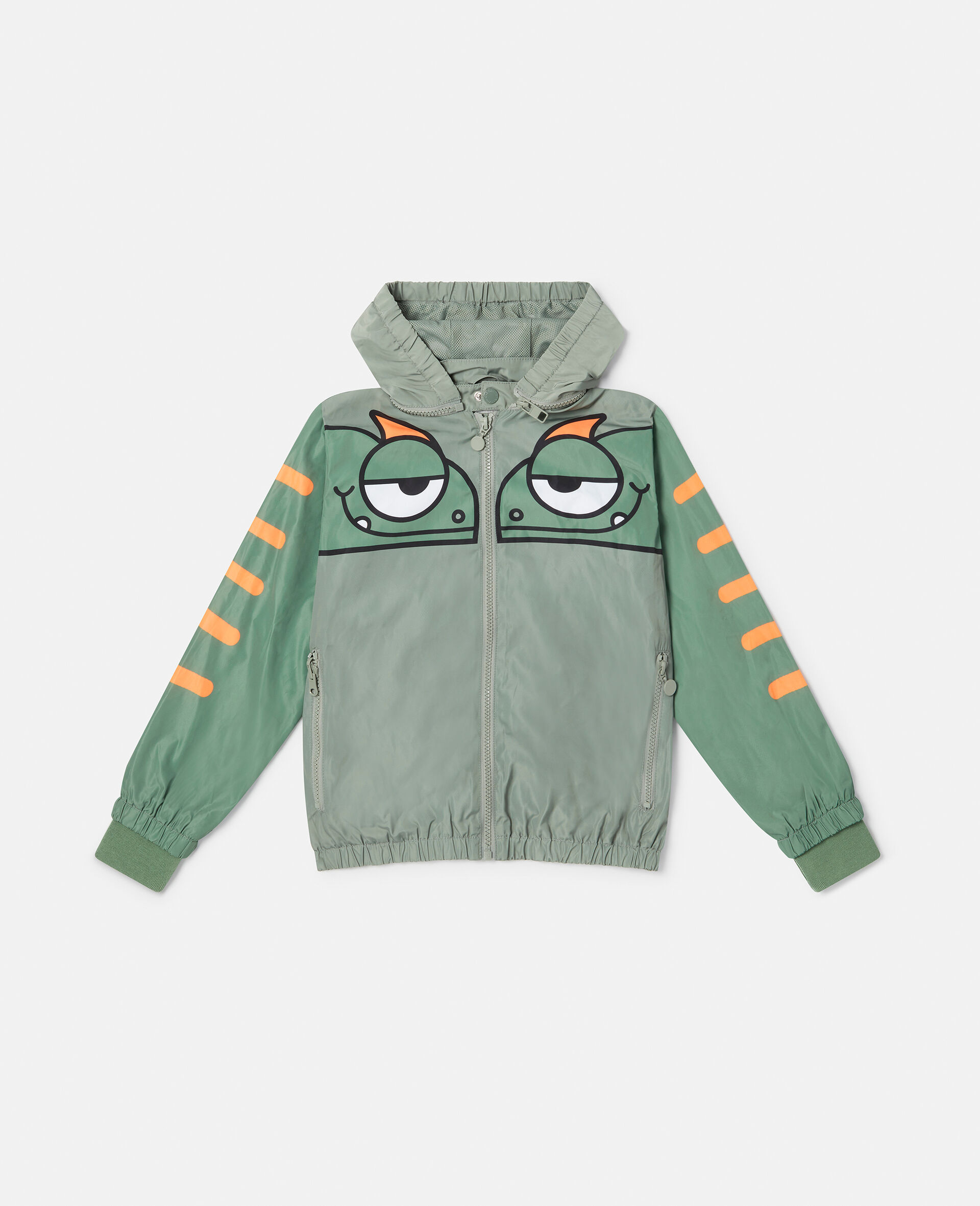 Double Gecko Print Hooded Jacket-Green-large image number 0