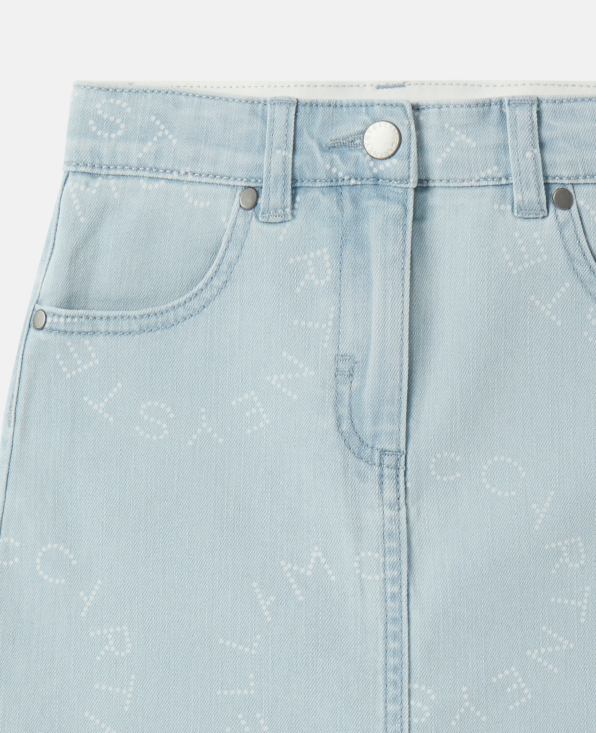 Medallion Logo Denim Skirt-Blue-large Medallion Logo Denim Skirt-Blue-large image number 3