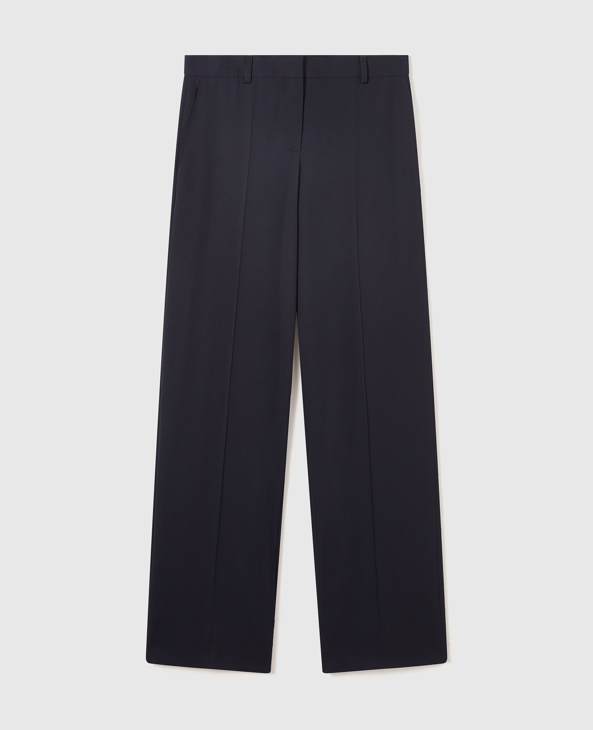Pleated Wide-Leg Trousers-Blue-medium