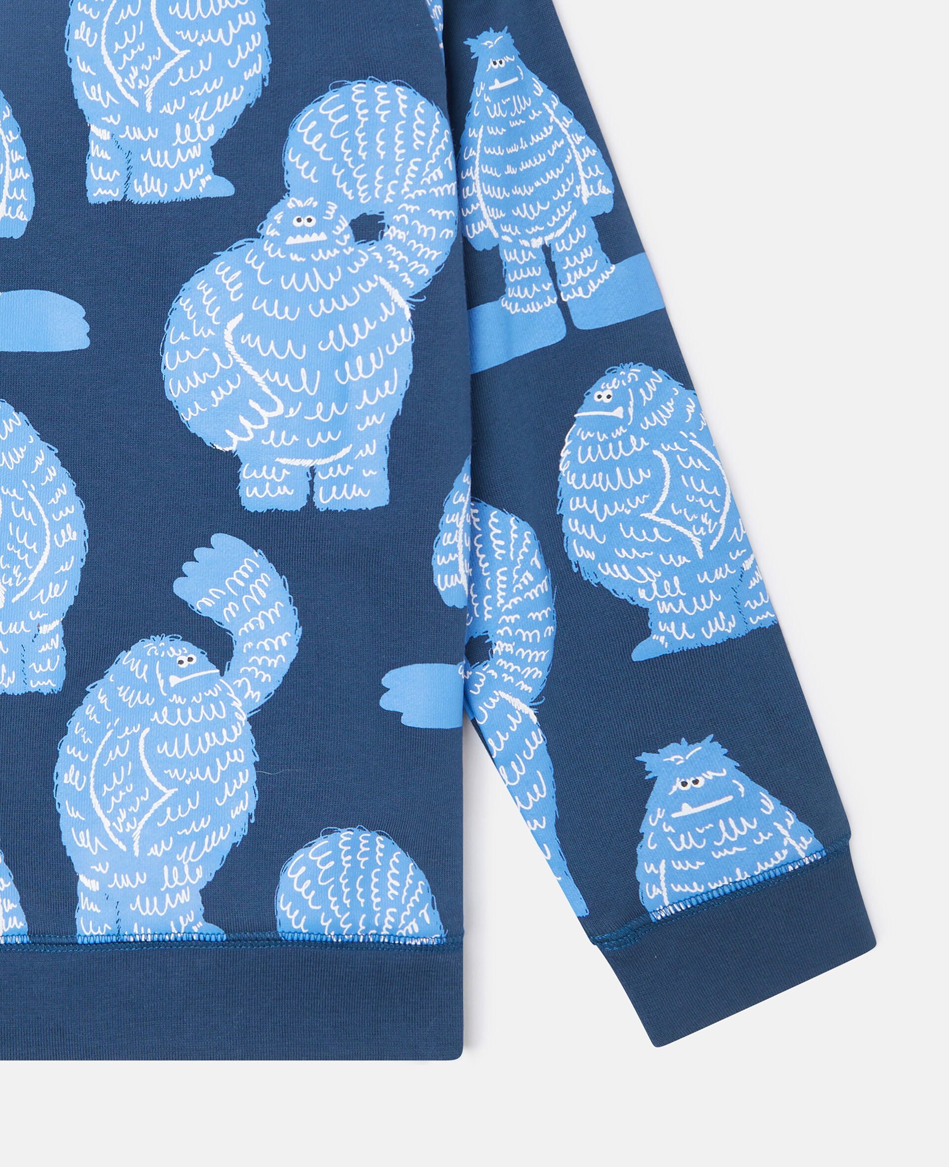 Monster Print Crewneck Sweatshirt-Blue-large image number 3