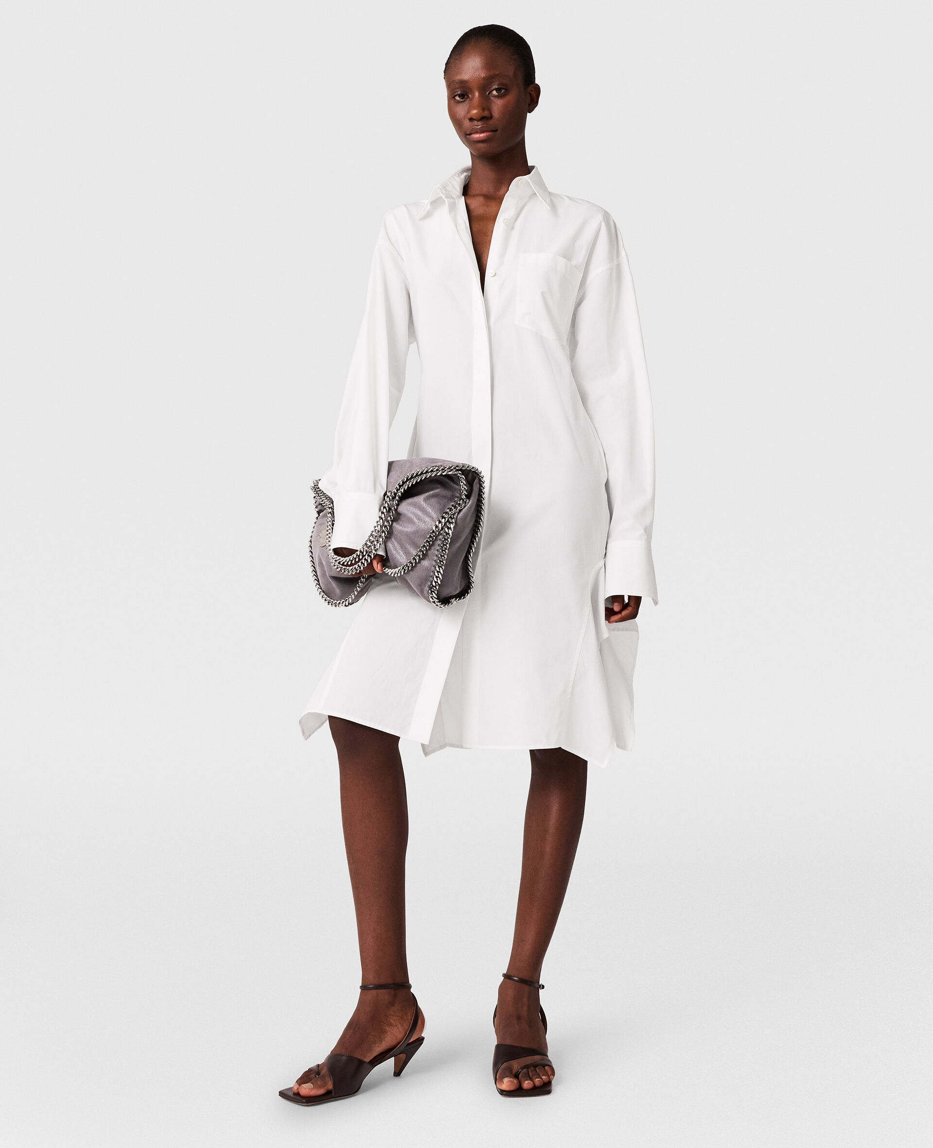 Long-Sleeve Shirt Dress-White-large image number 4