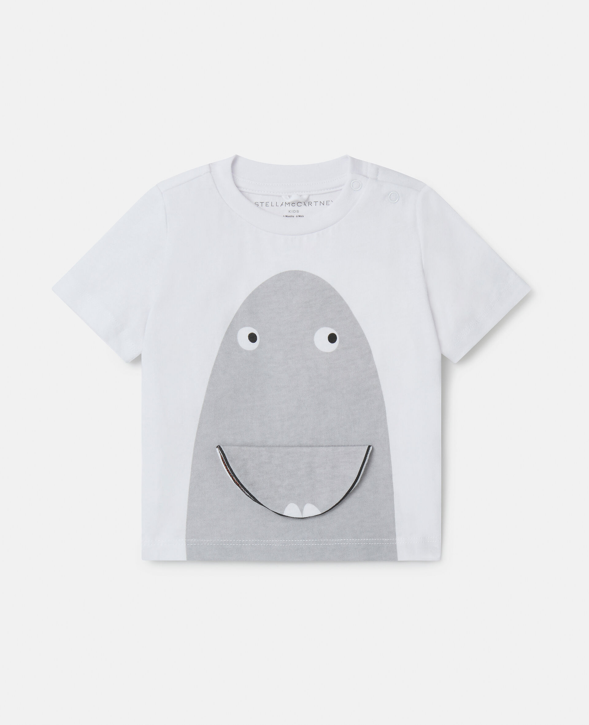 Shark Face Flap T-Shirt-Cream-large image number 0