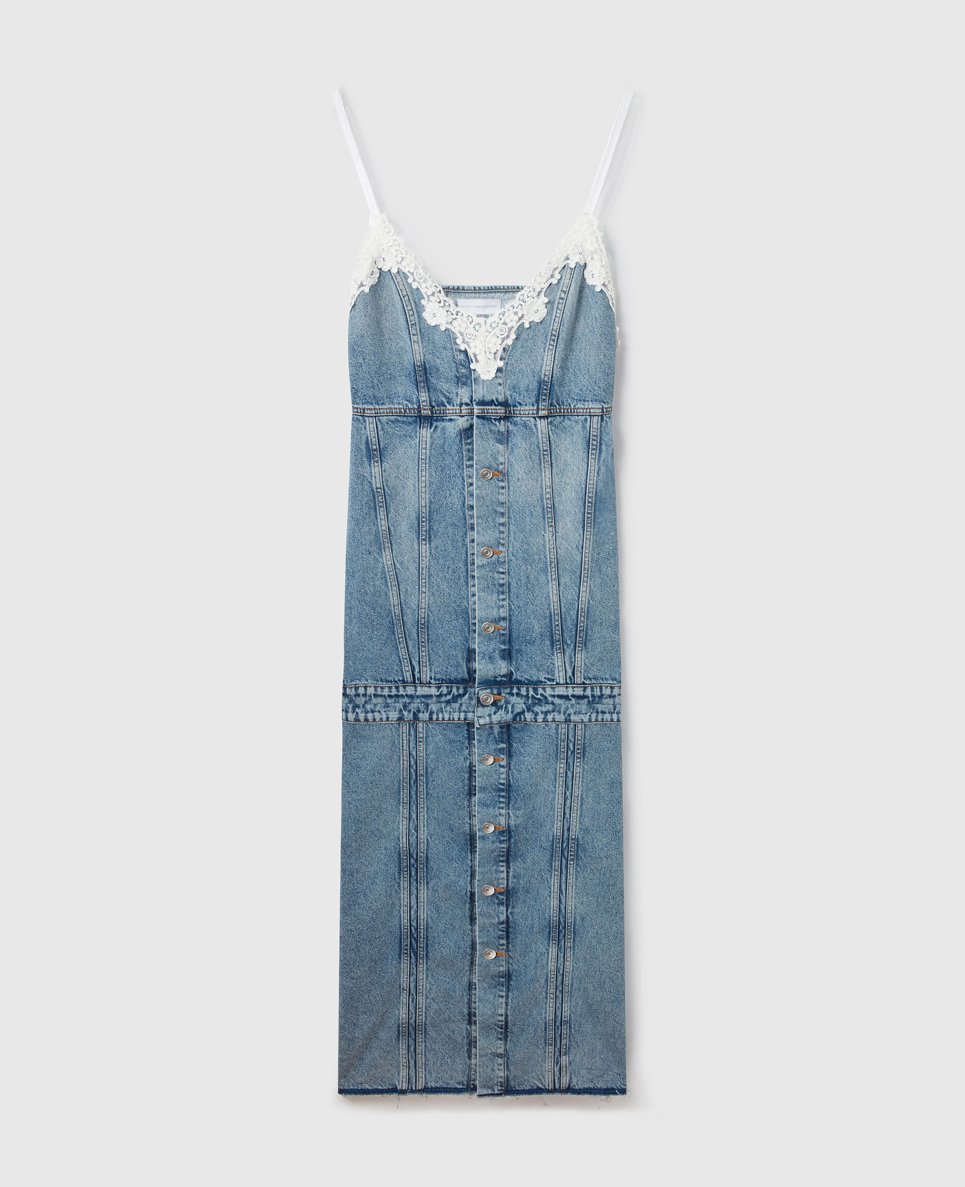 Maxikleid mit V-Ausschnitt und Vintage-Waschung-Blau-large image number 0