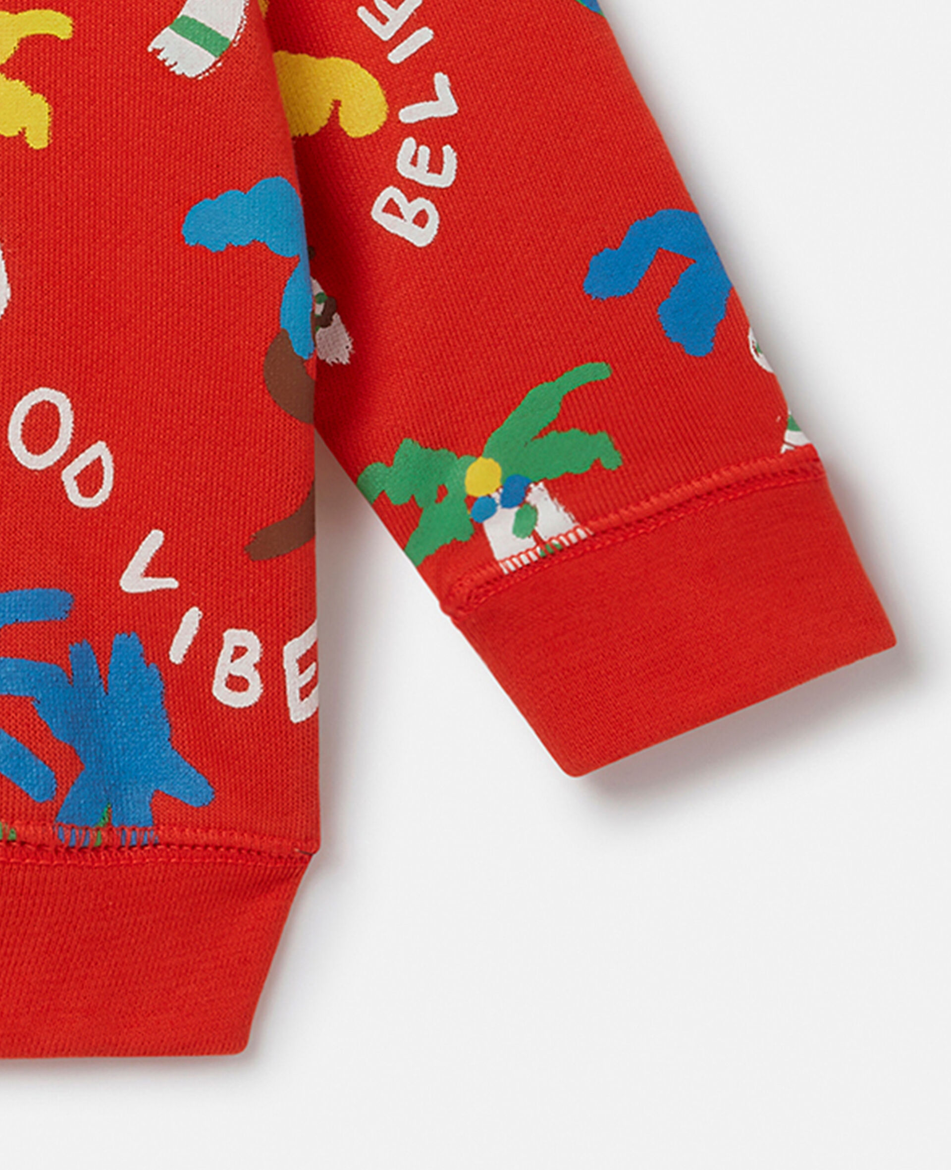 Good Vibes Palm Print Sweatshirt-Red-large Good Vibes Palm Print Sweatshirt-Red-large image number 3