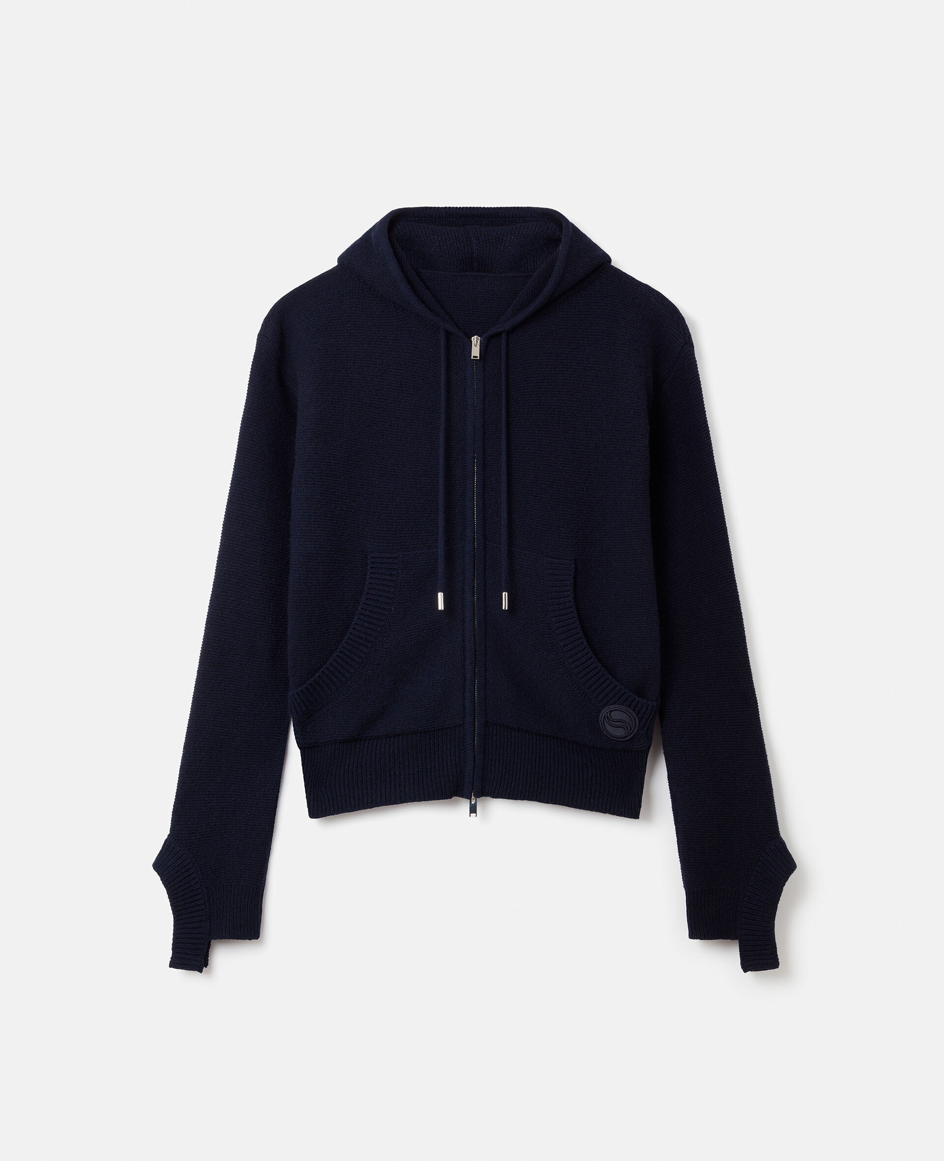 S-Wave Regenerated Cashmere Knitted Hoodie-Blue-large image number 0