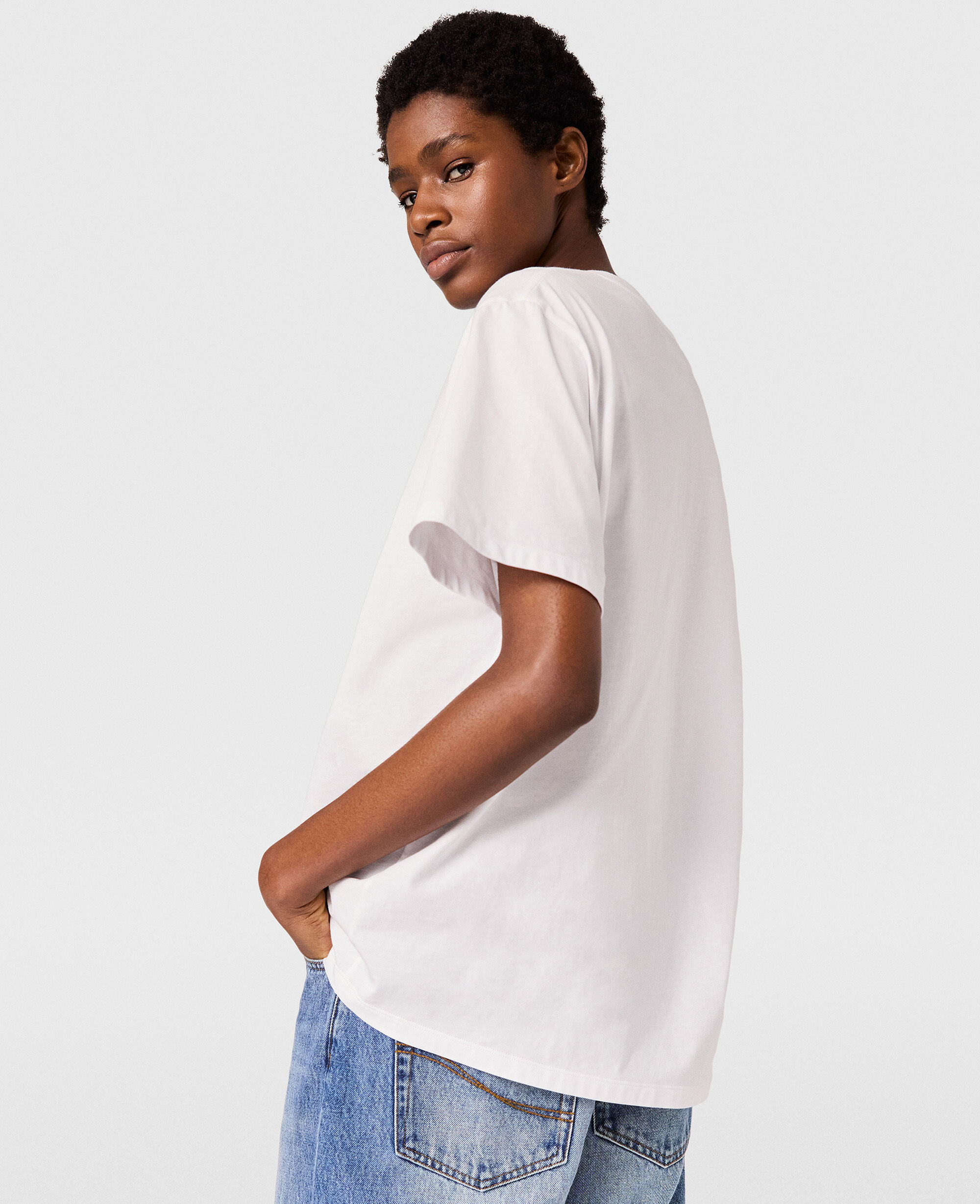 Women Pure white Mother Sequins Boxy T-Shirt | Stella