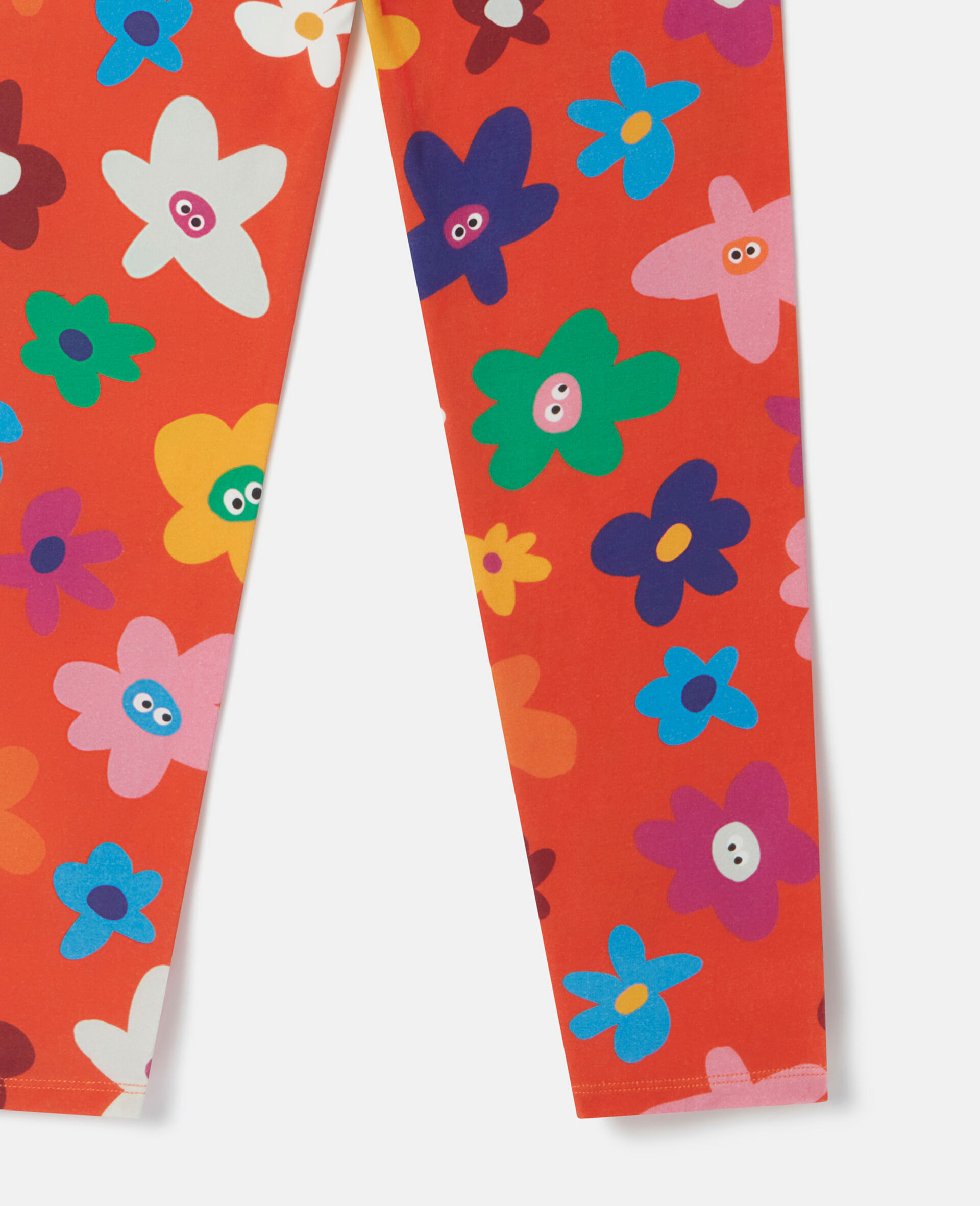 Smiling Flower Print Leggings-Red-large image number 3