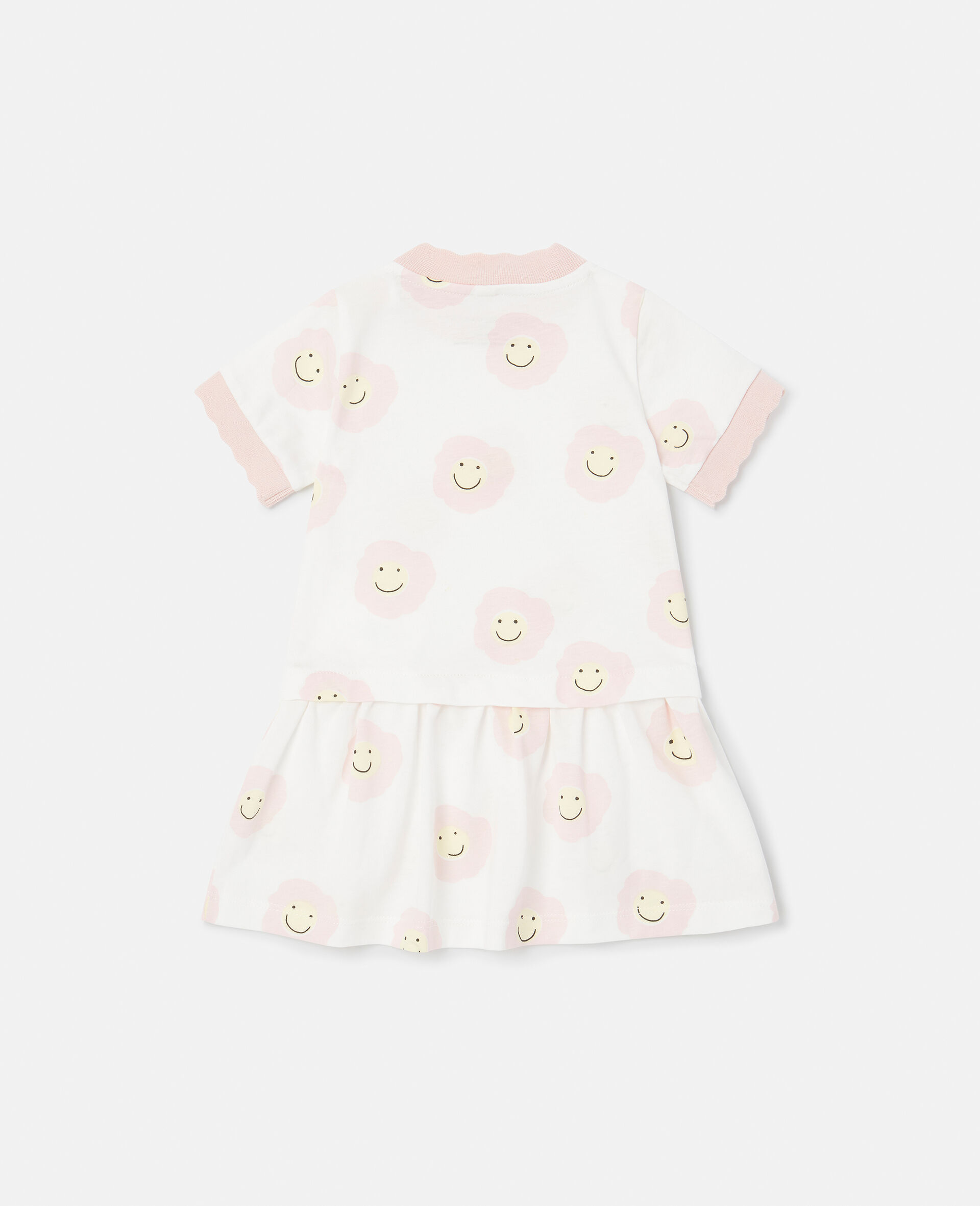 Smiley Flower Print T-Shirt Dress-White-large image number 2