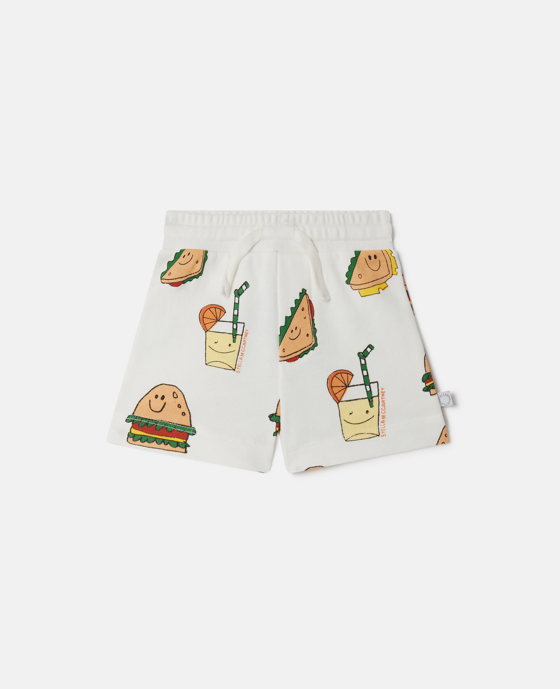 Silly Sandwich Print Drawstring Shorts-Multicolour-medium