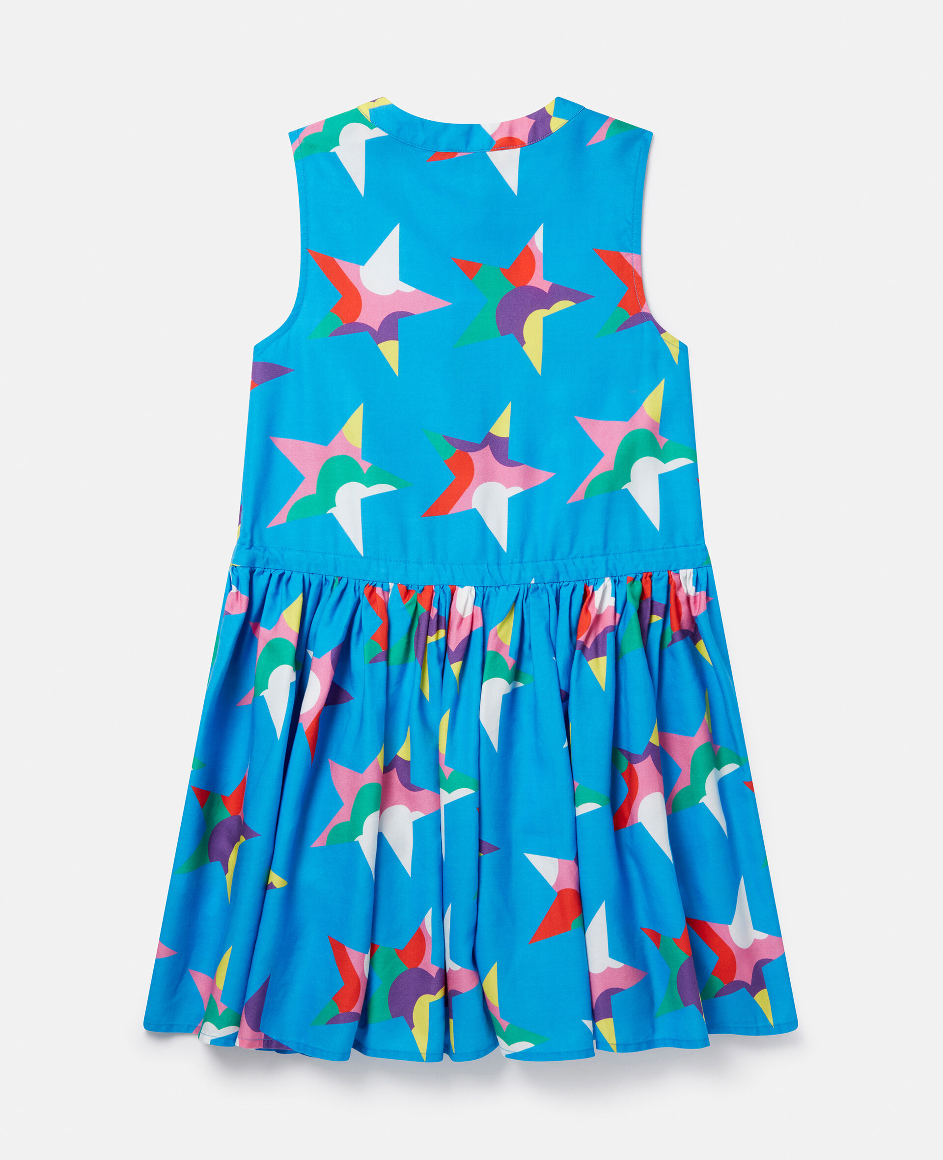 Star Print Sleeveless Shirt Dress-Blue-large image number 2