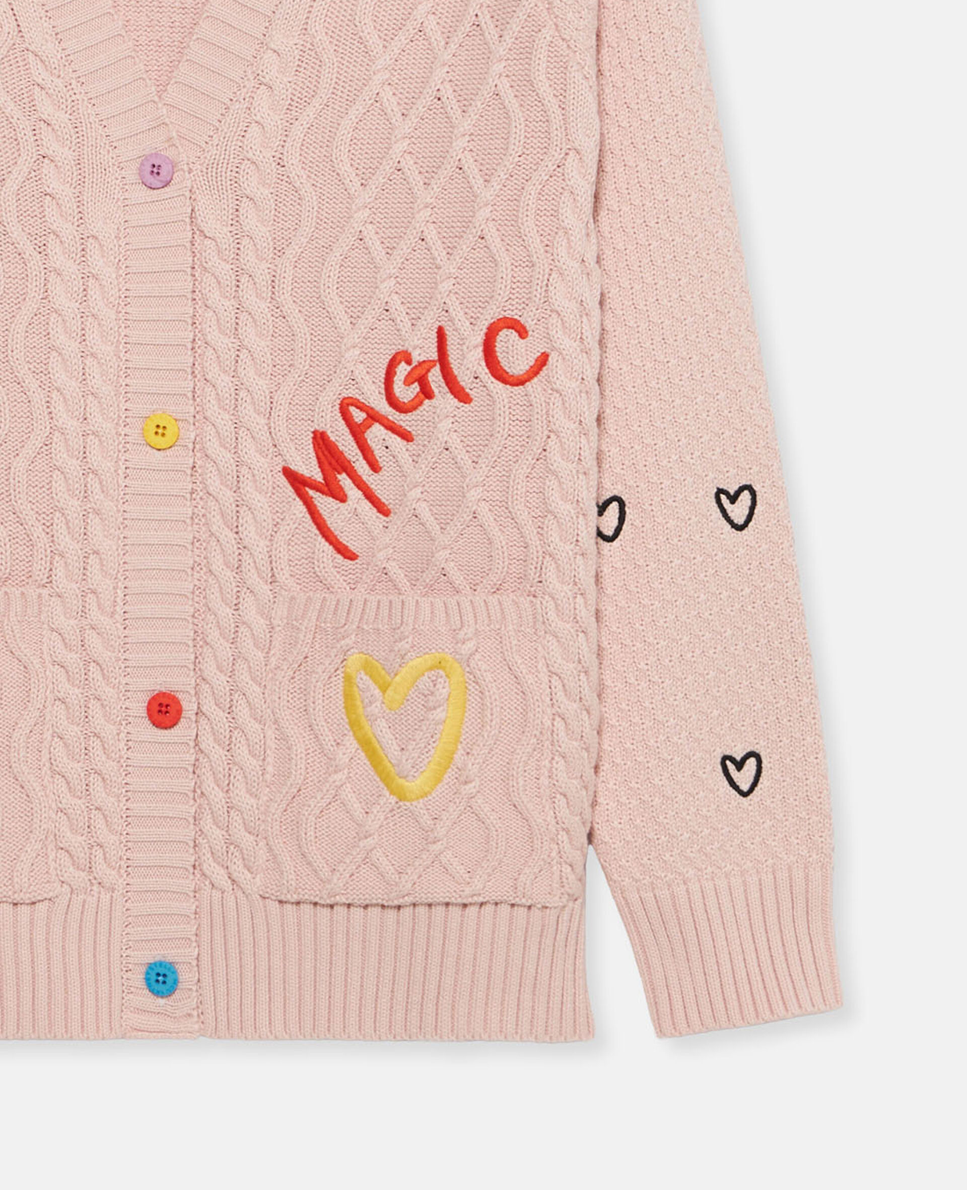Doodle Embroidery Cardigan-Pink-large image number 2