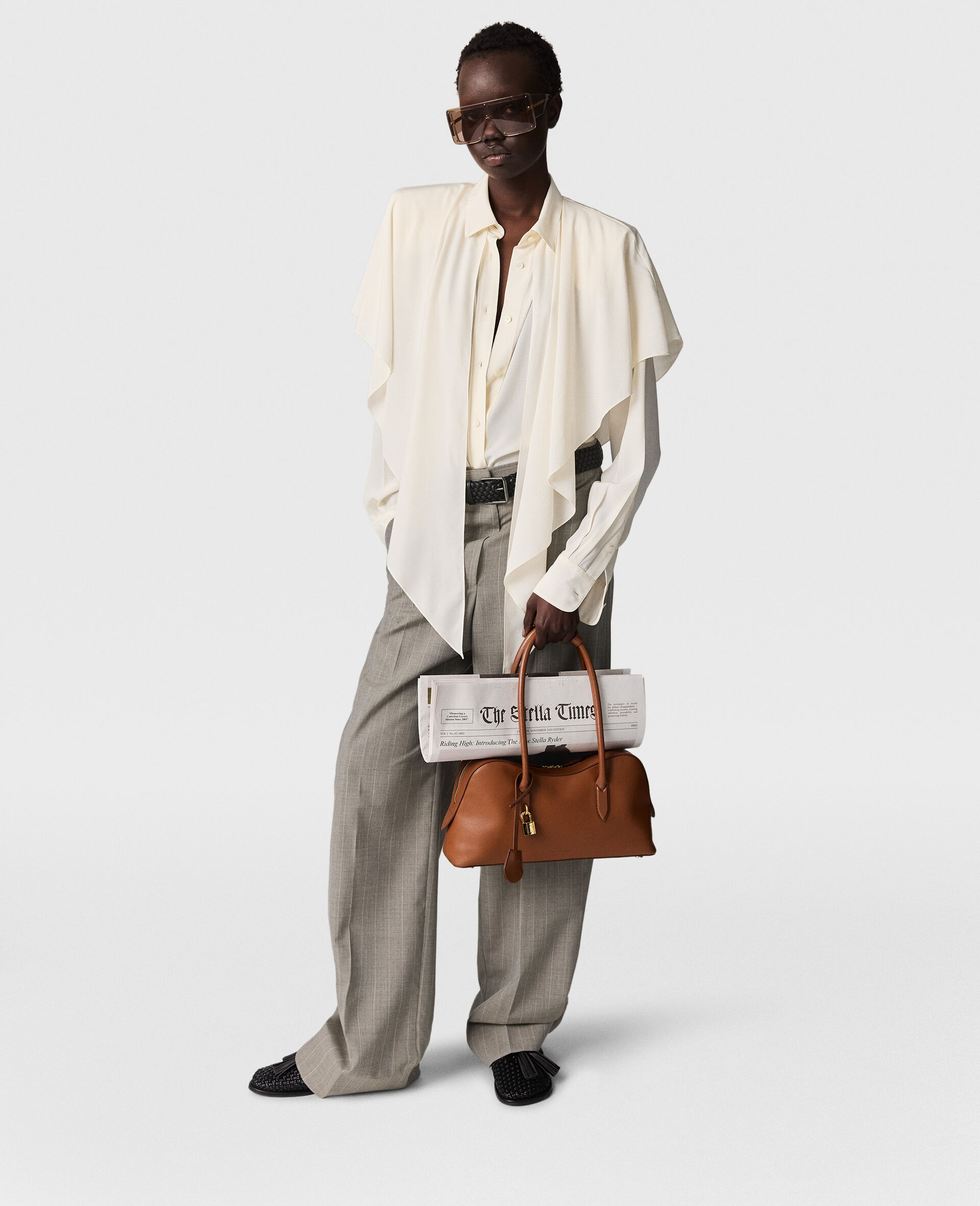 Layered Panel Long-Sleeve Semi-Sheer Shirt-Cream-large Layered Panel Long-Sleeve Semi-Sheer Shirt-Cream-large image number 4