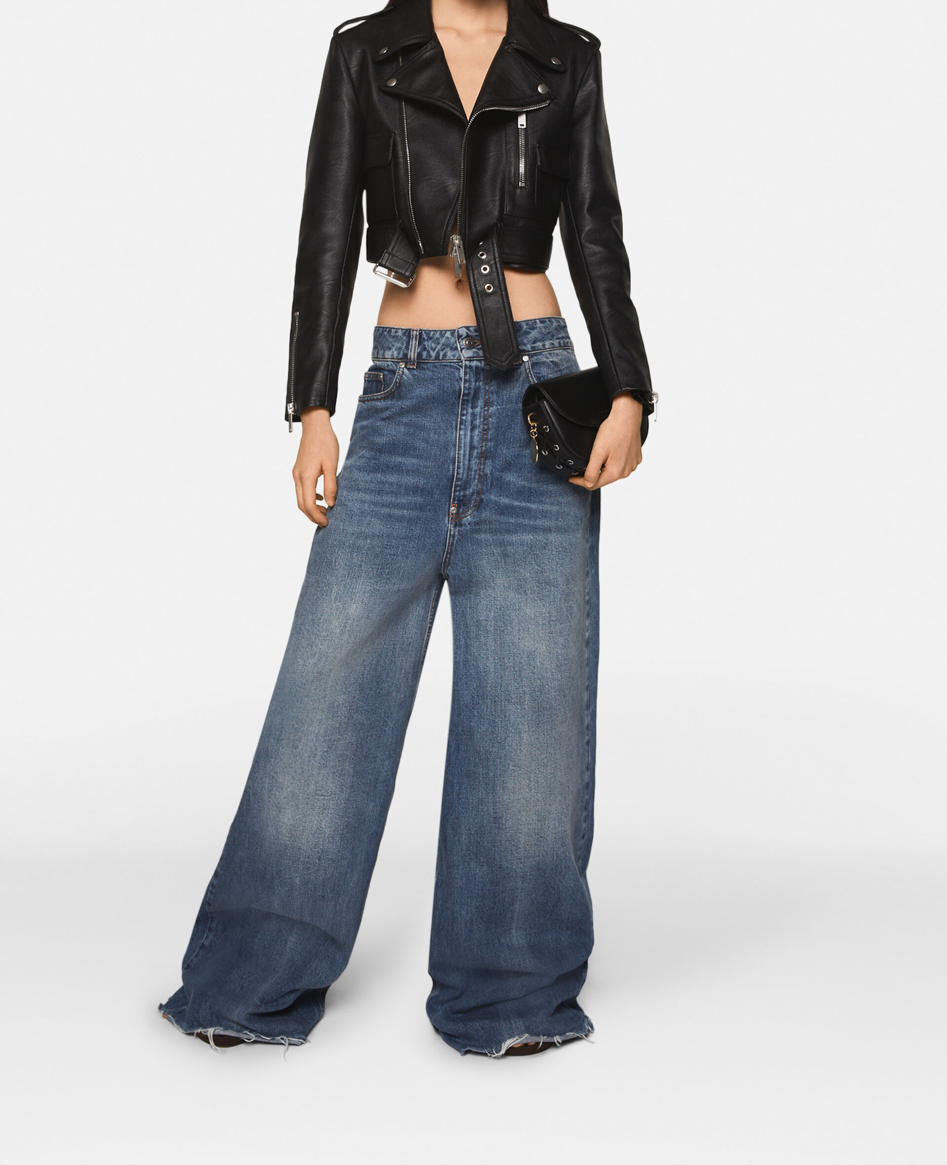 Cropped Alter Mat Biker Jacket-Black-model
