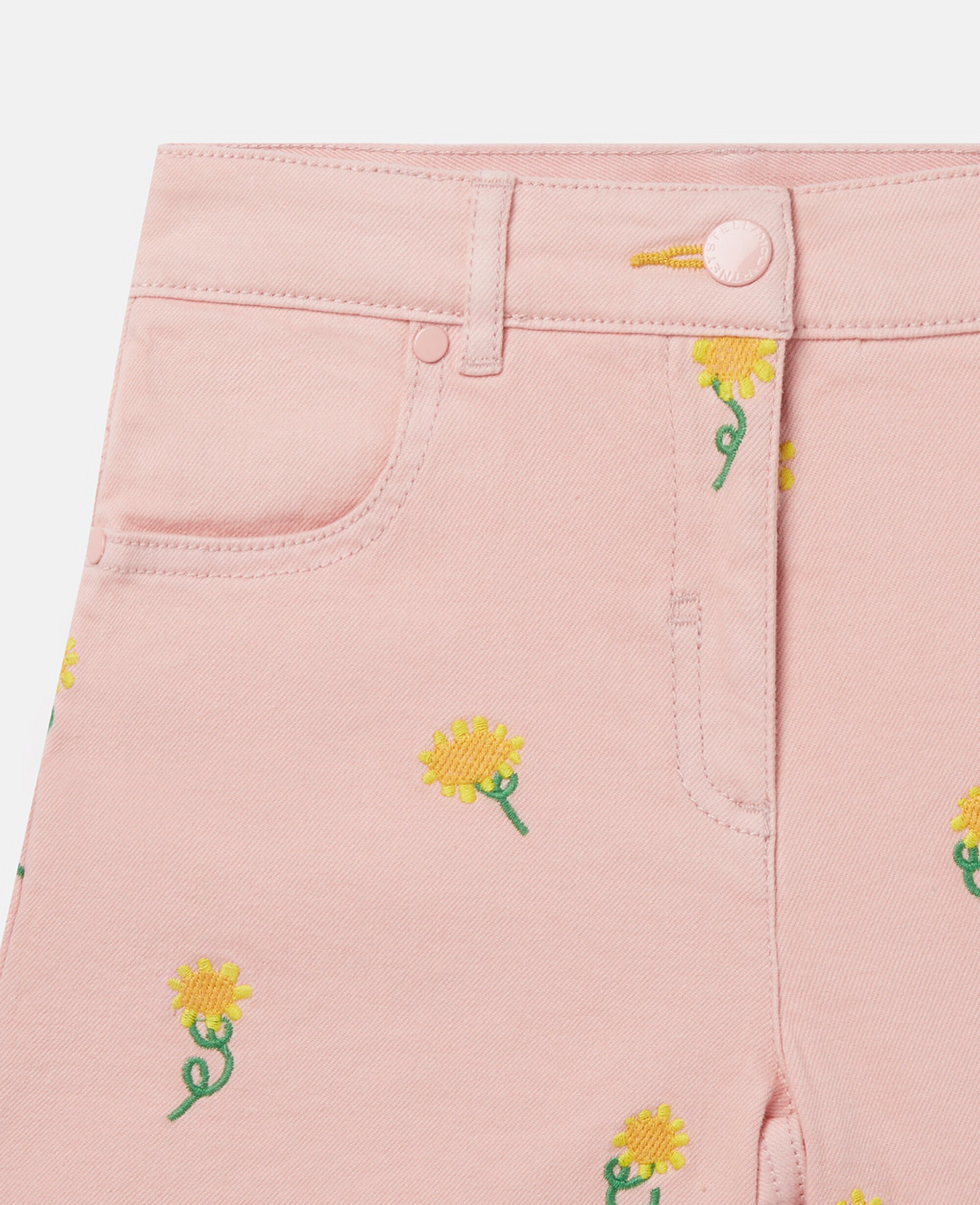 Women Pink Sunflower Print Denim Shorts Stella McCartney CA