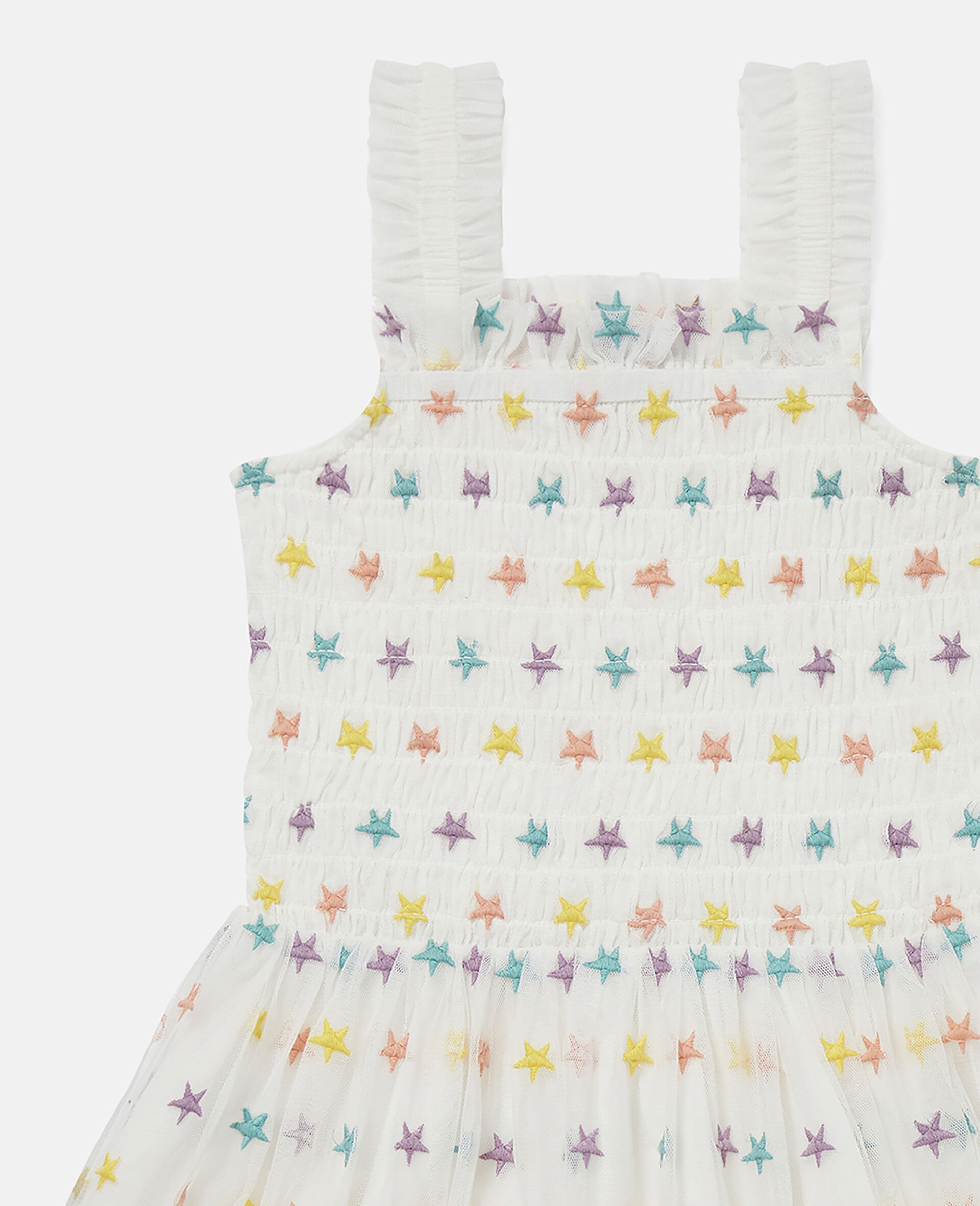Star Embroidered Tulle Dress-White-large image number 1