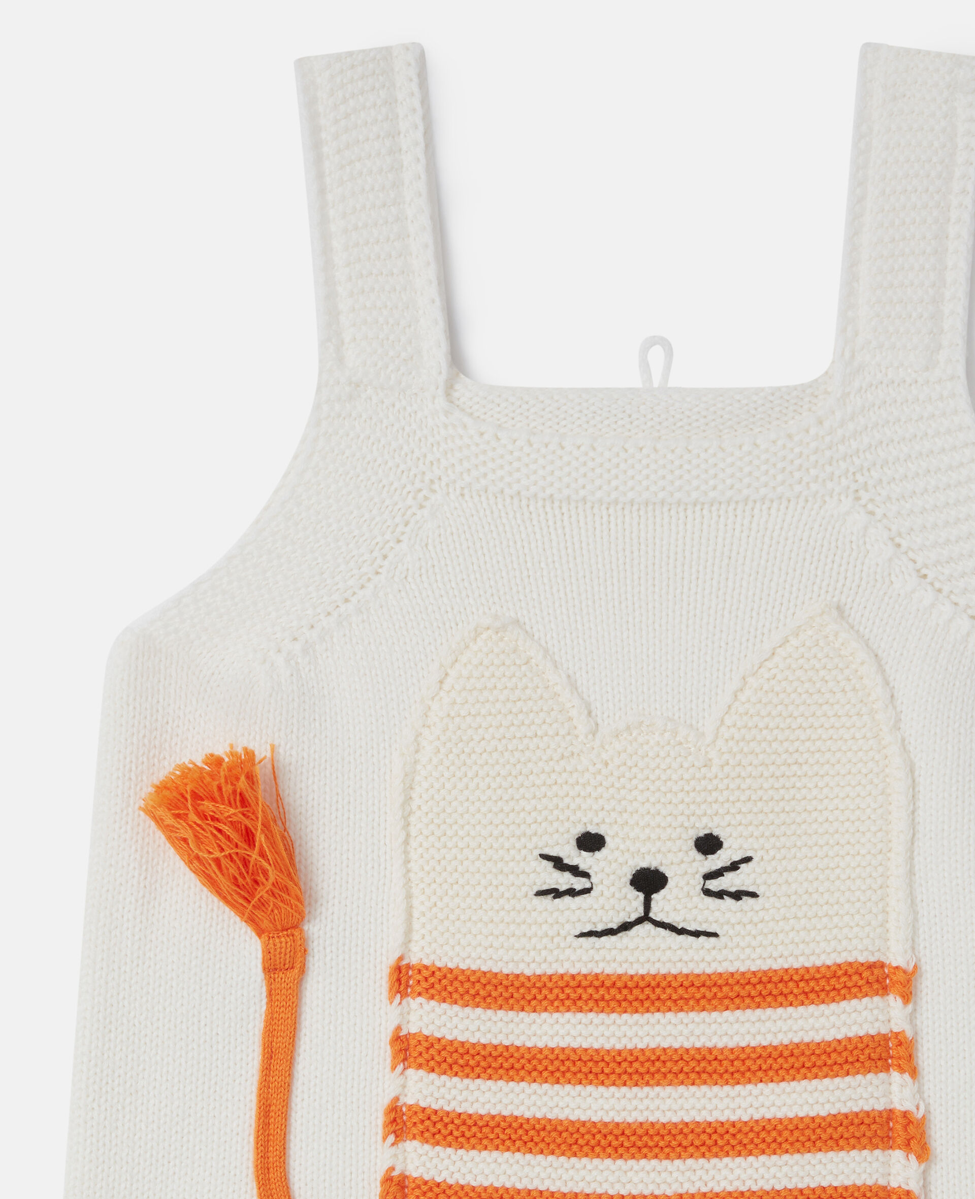 Cat Graphic Embroidered Romper-Cream-large image number 1