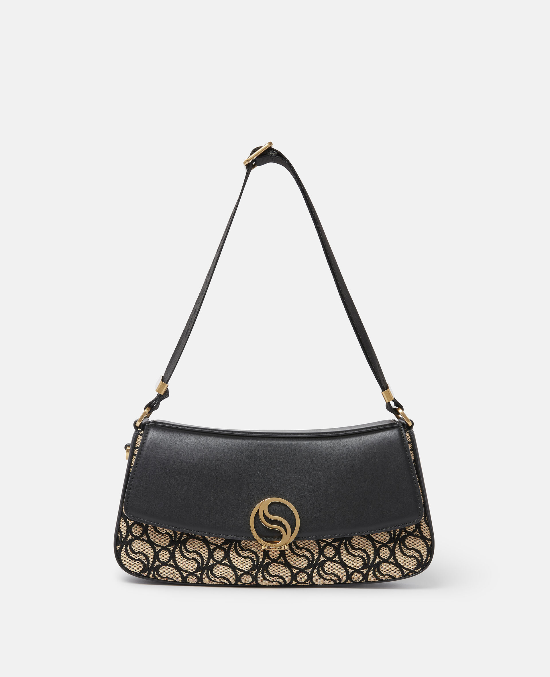 S-Wave Monogram Rafia Shoulder Bag-Beige-large image number 0