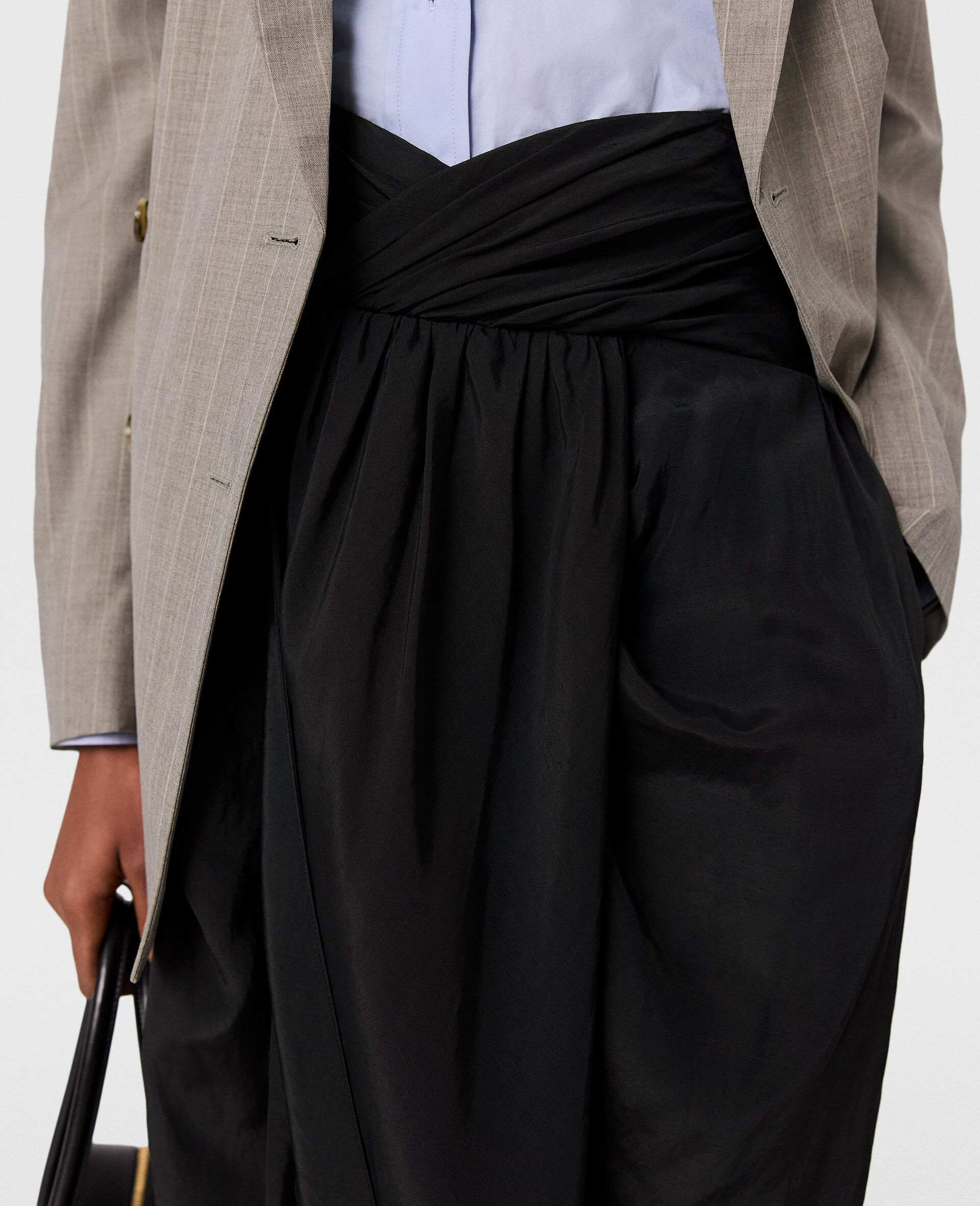 Ruched Wrapped Midi Skirt-Cream-large image number 3