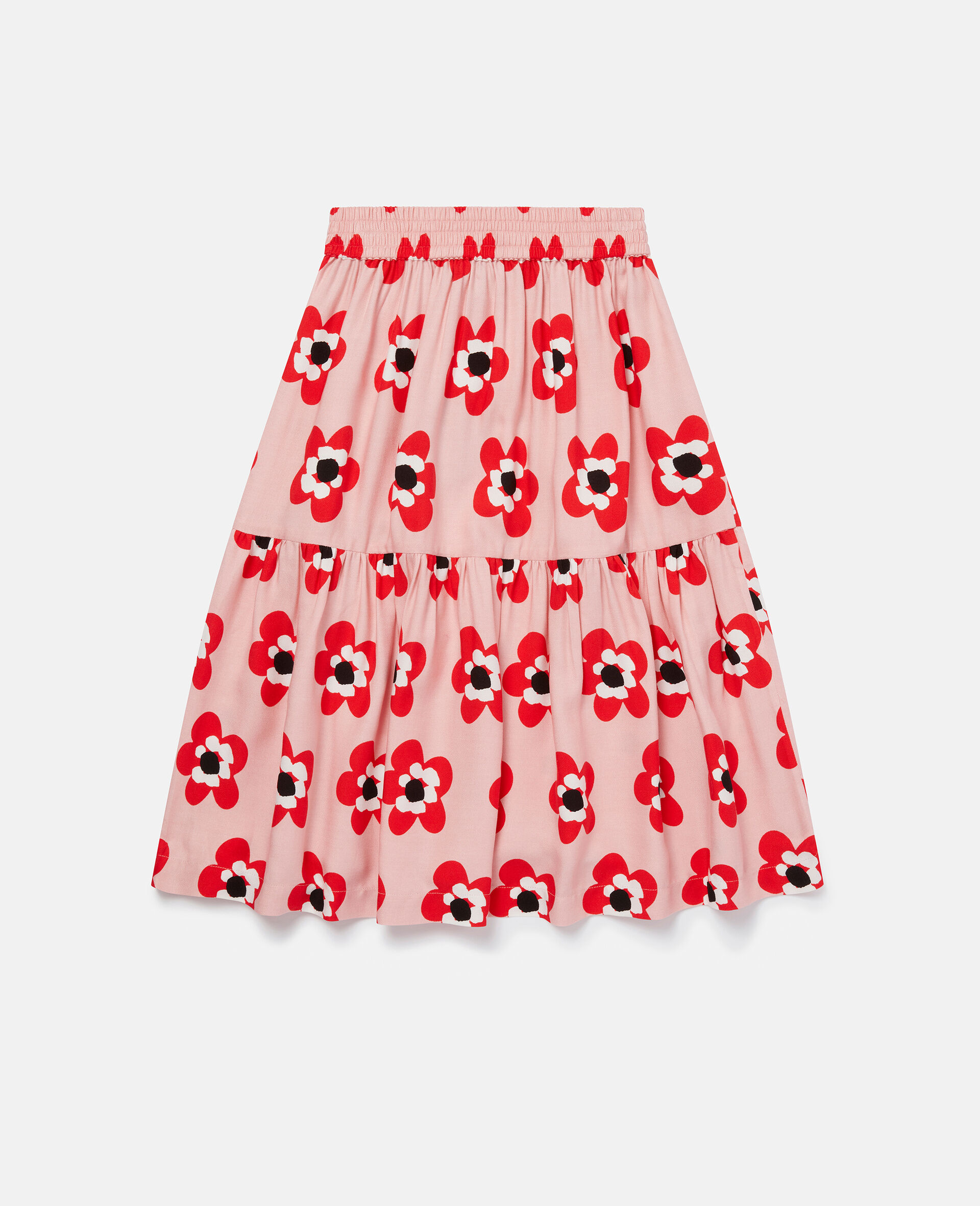 Graphic Flower Print Twill Skirt-Pink-large image number 0