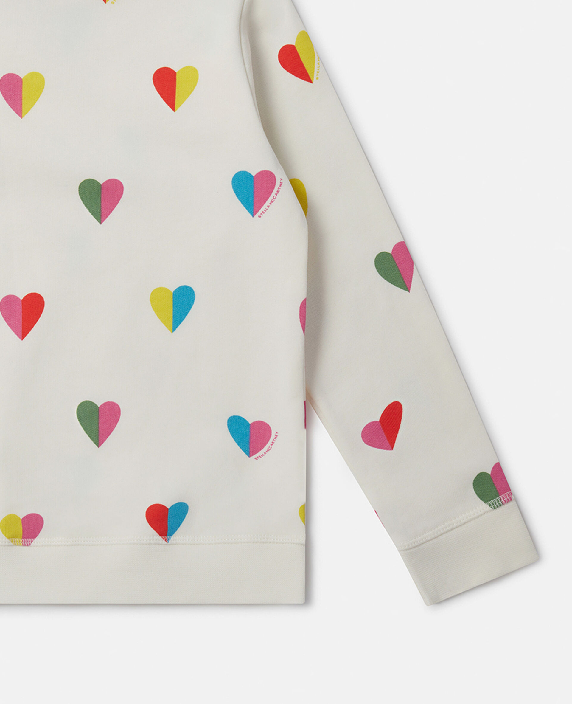 Heart Print Longline Sweatshirt-White-large image number 3