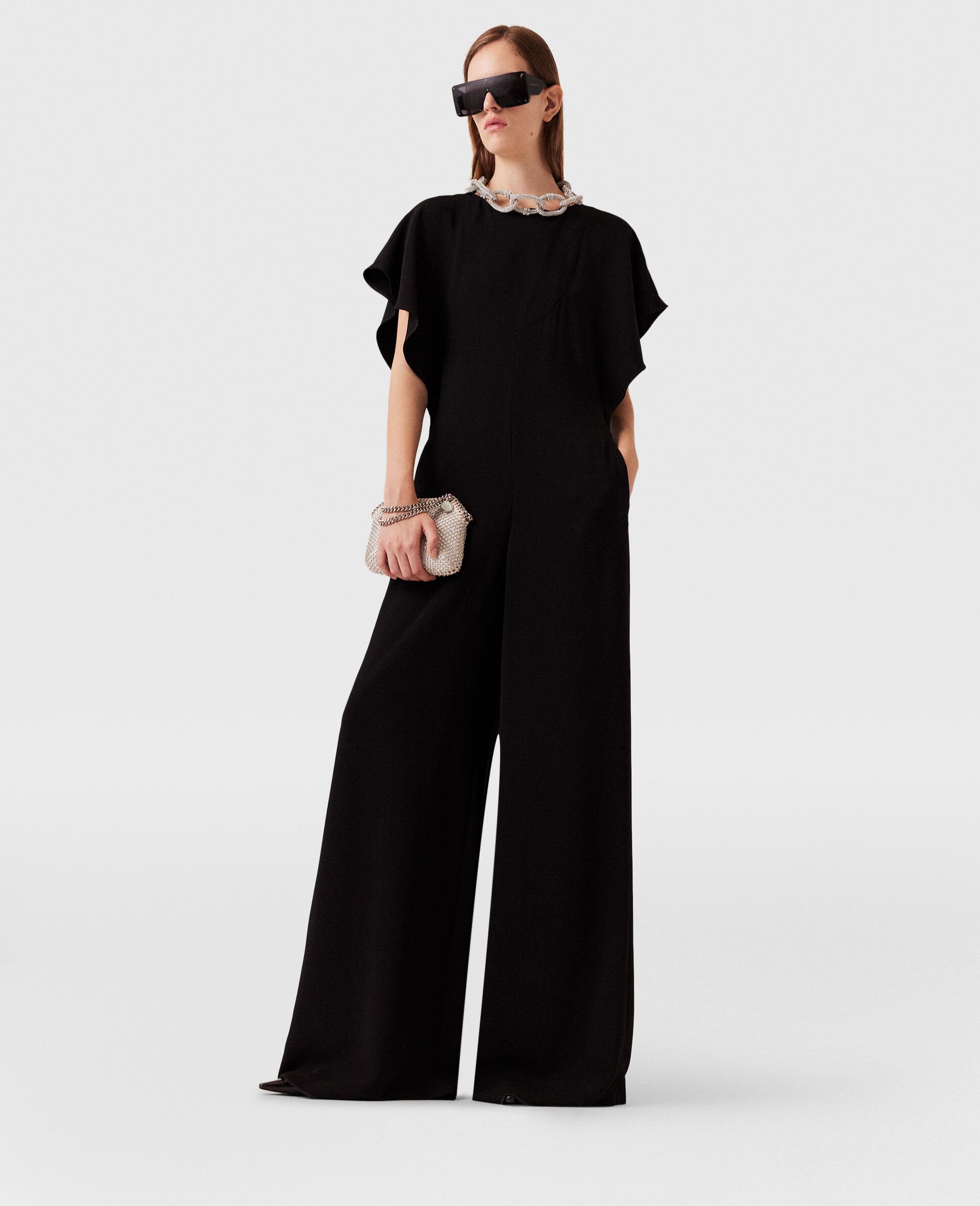 Maxi-Jumpsuit mit Kristallkette-Schwarz-model