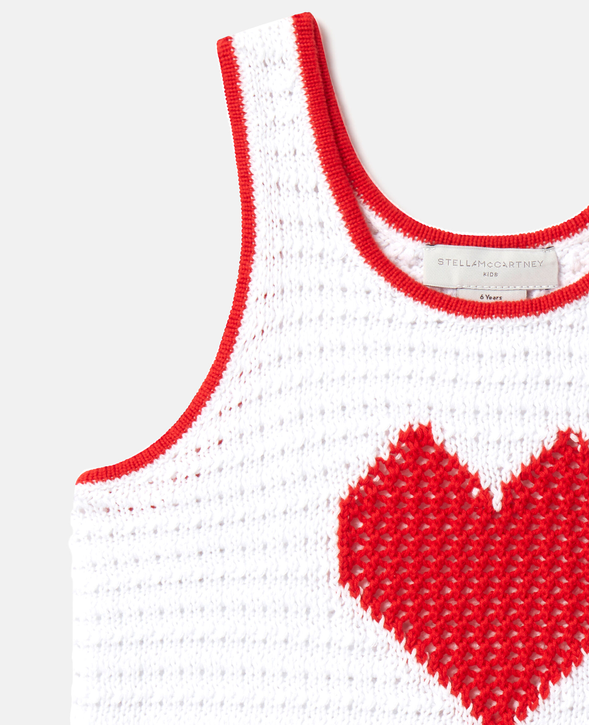 Heart Crocheted Tank Top-White-large image number 3